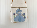 Vintage ladies with umbrellas quilt bag with leather crossbody strap