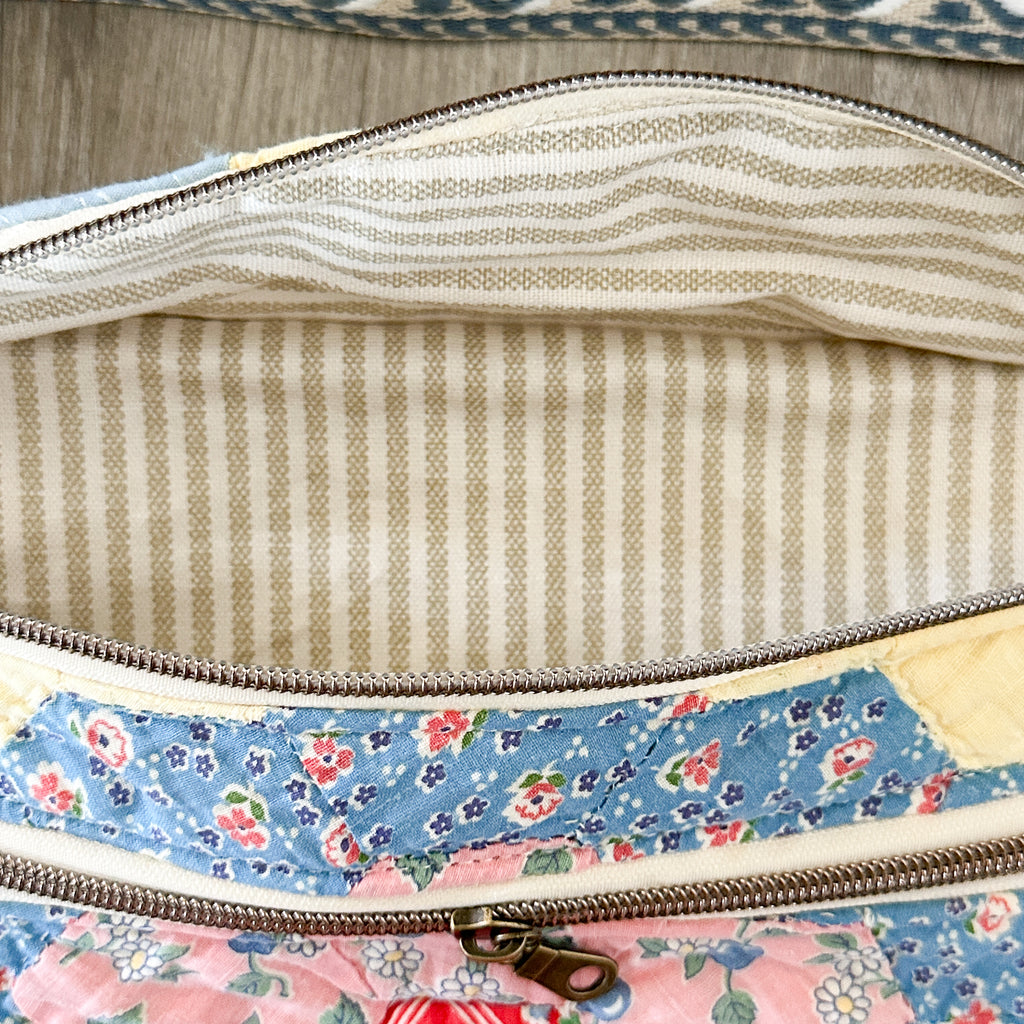 Large Fanny Pack Bag Vintage Grandmother's Garden Quilt
