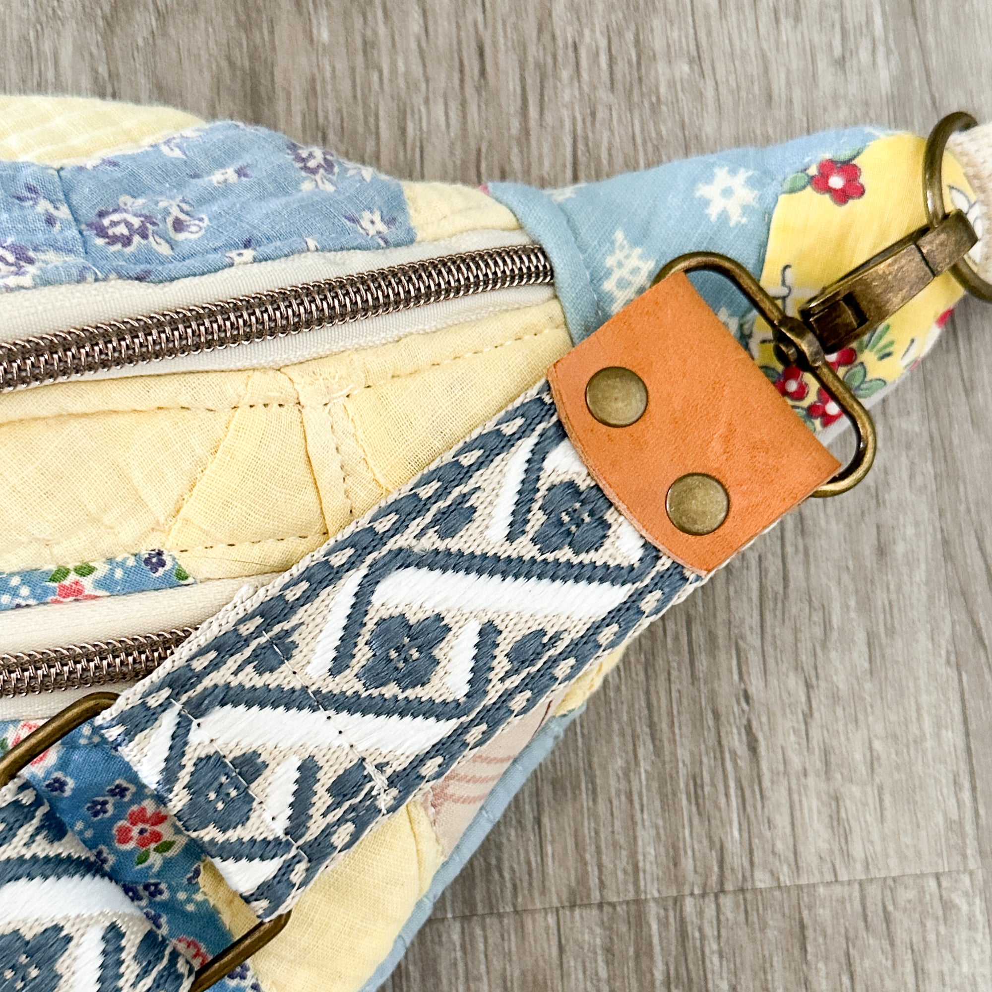 Large Fanny Pack Bag Vintage Grandmother's Garden Quilt
