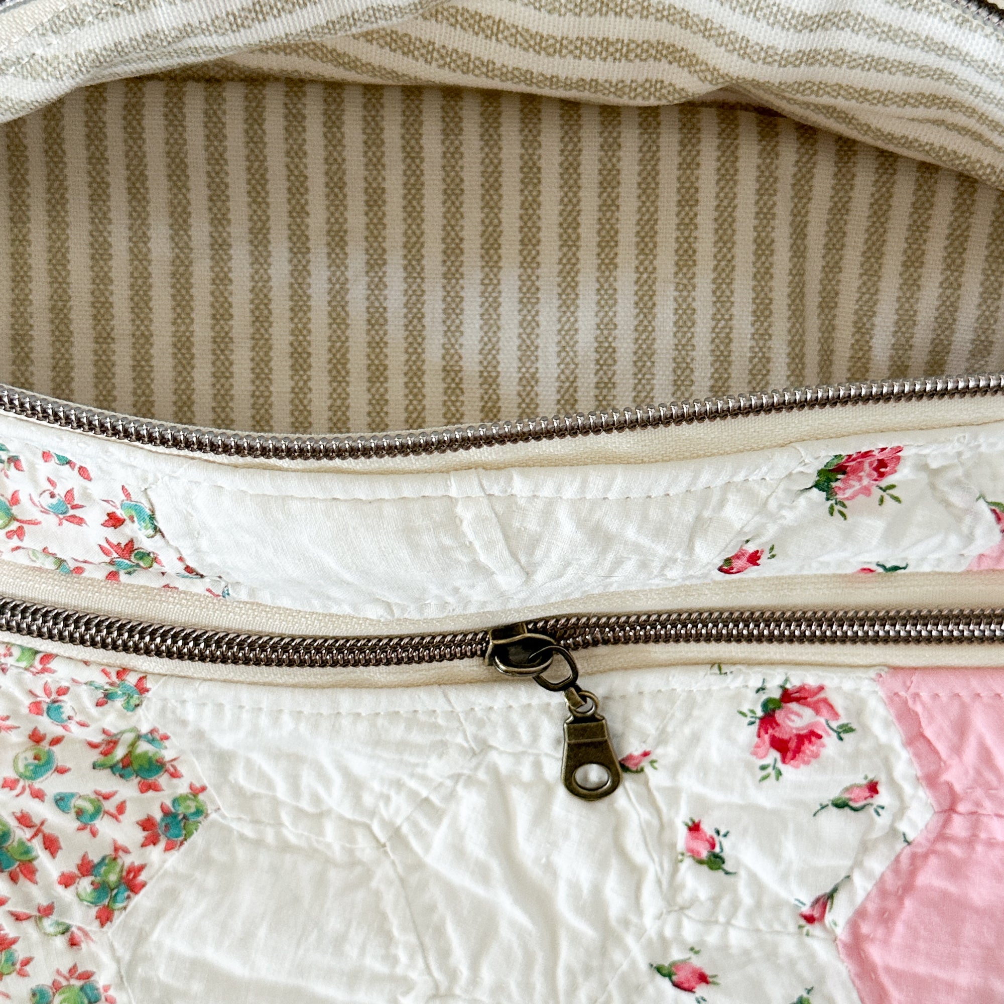 Large Fanny Pack Bag Vintage Grandmother's Garden Quilt