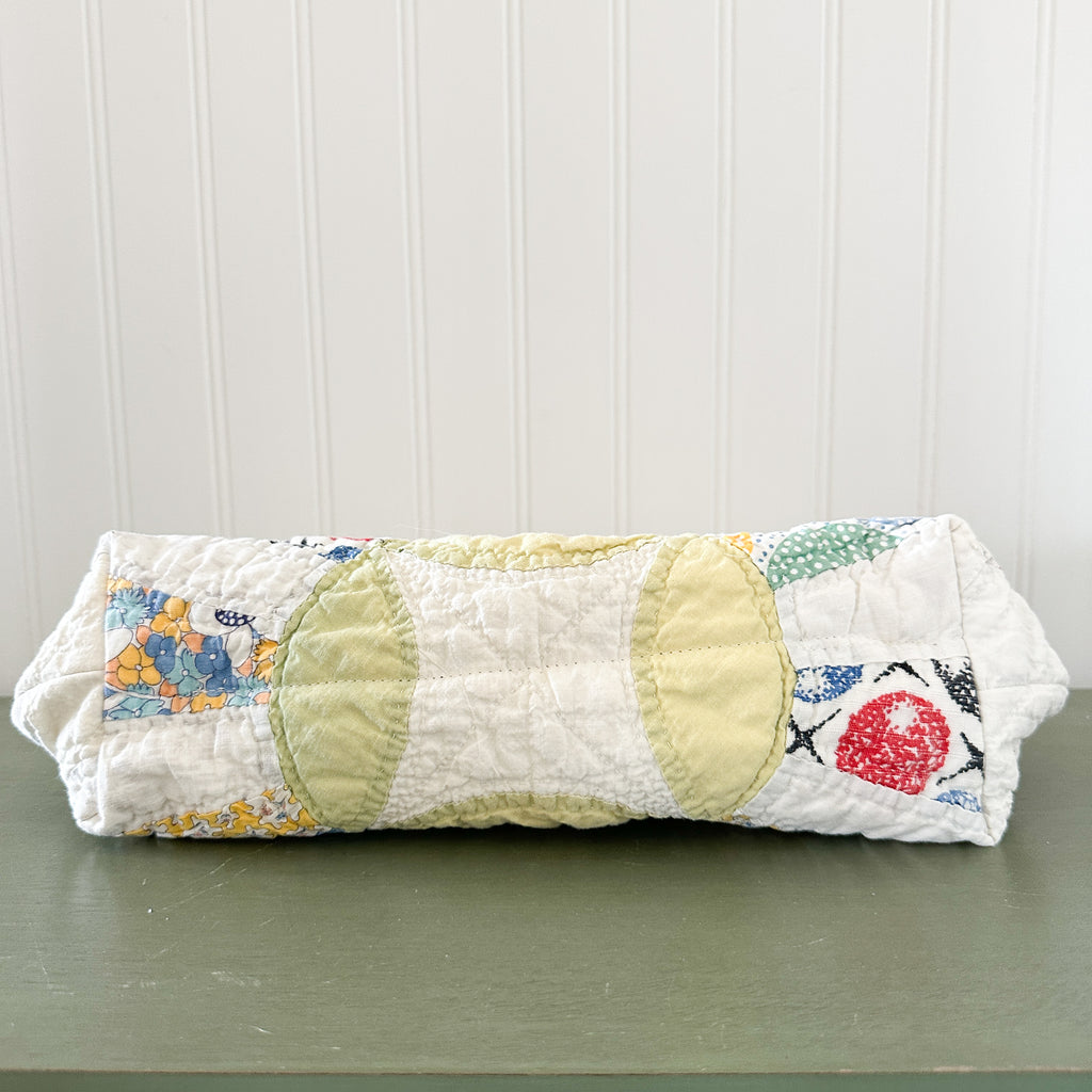 Large Vintage Dresden Plate Quilt Clam Shell Zipper Pouch