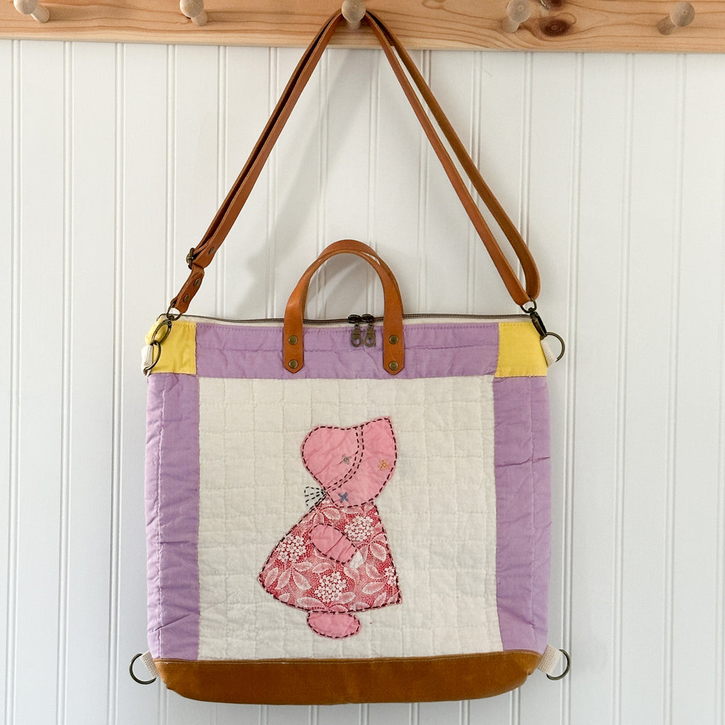 Vintage Sunbonnet Sue Quilt Convertible Backpack Tote
