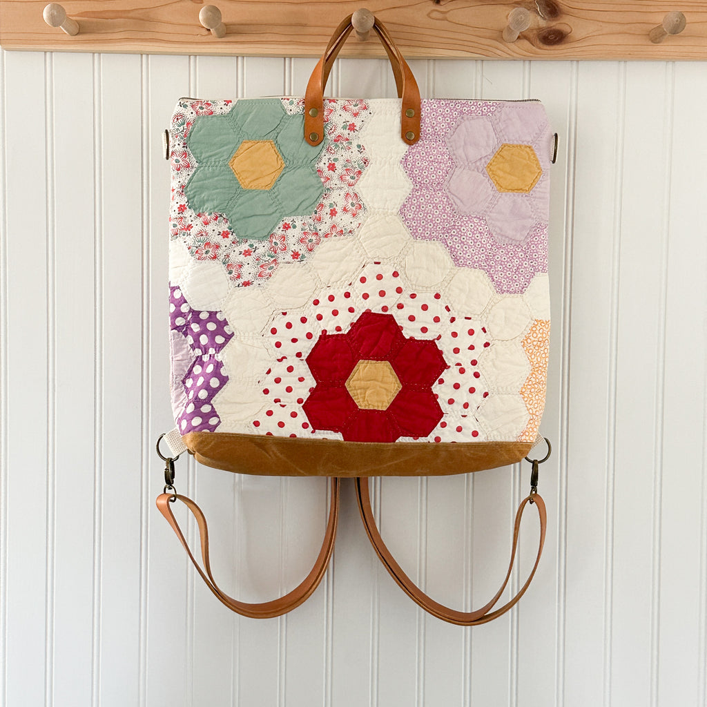 Vintage Grandmothers Garden Quilt Convertible Backpack Tote