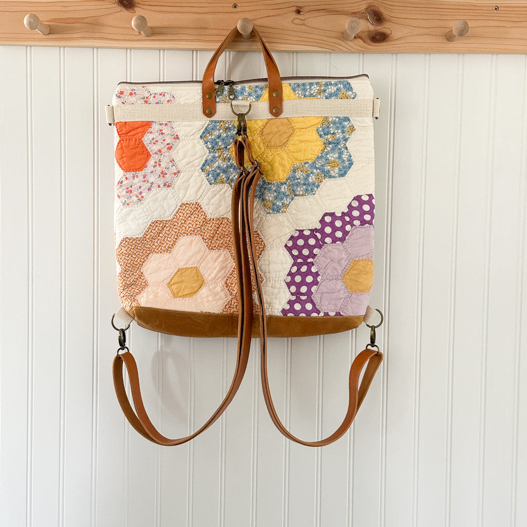 Vintage Grandmothers Garden Quilt Convertible Backpack Tote