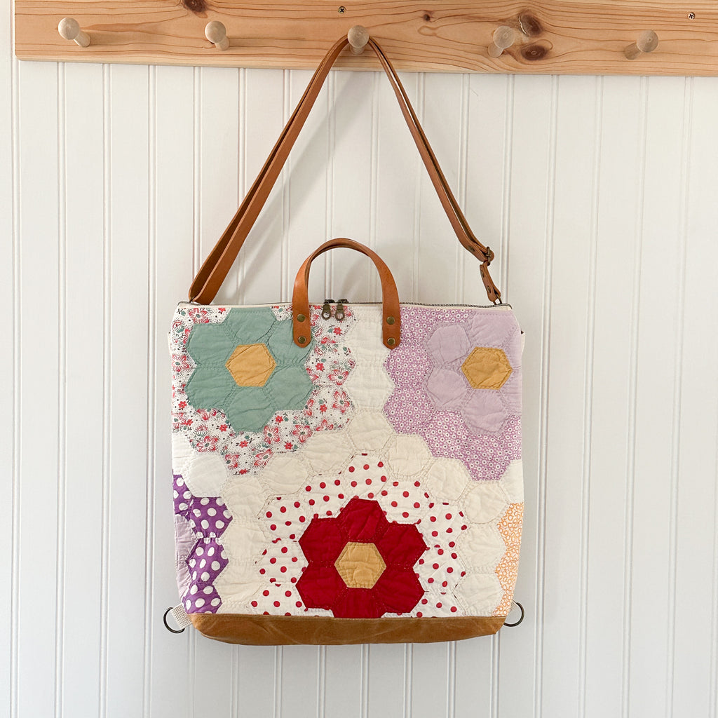 Vintage Grandmothers Garden Quilt Convertible Backpack Tote