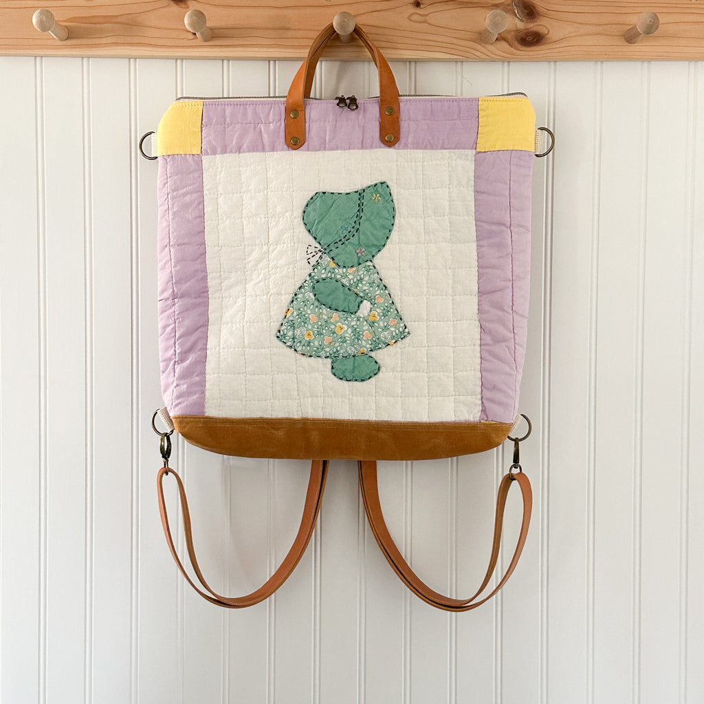 Vintage Sunbonnet Sue Quilt Convertible Backpack Tote