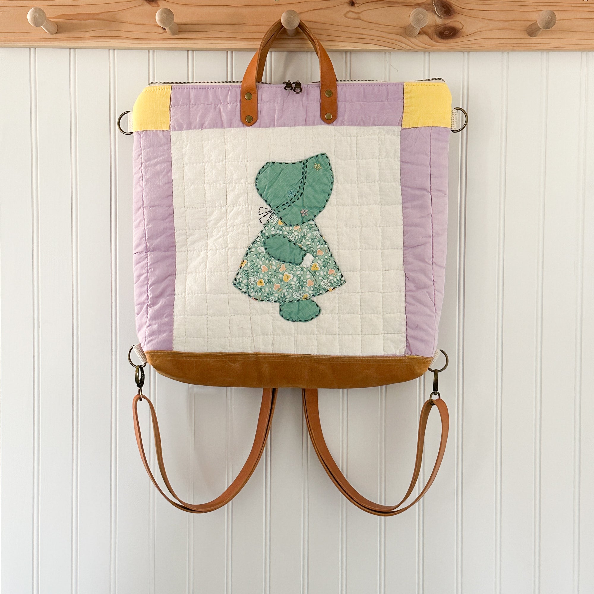 Vintage Sunbonnet Sue Quilt Convertible Backpack Tote