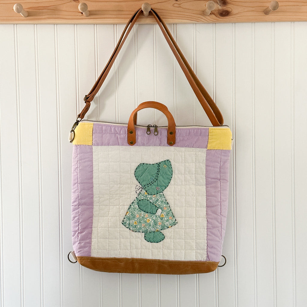 Vintage Sunbonnet Sue Quilt Convertible Backpack Tote