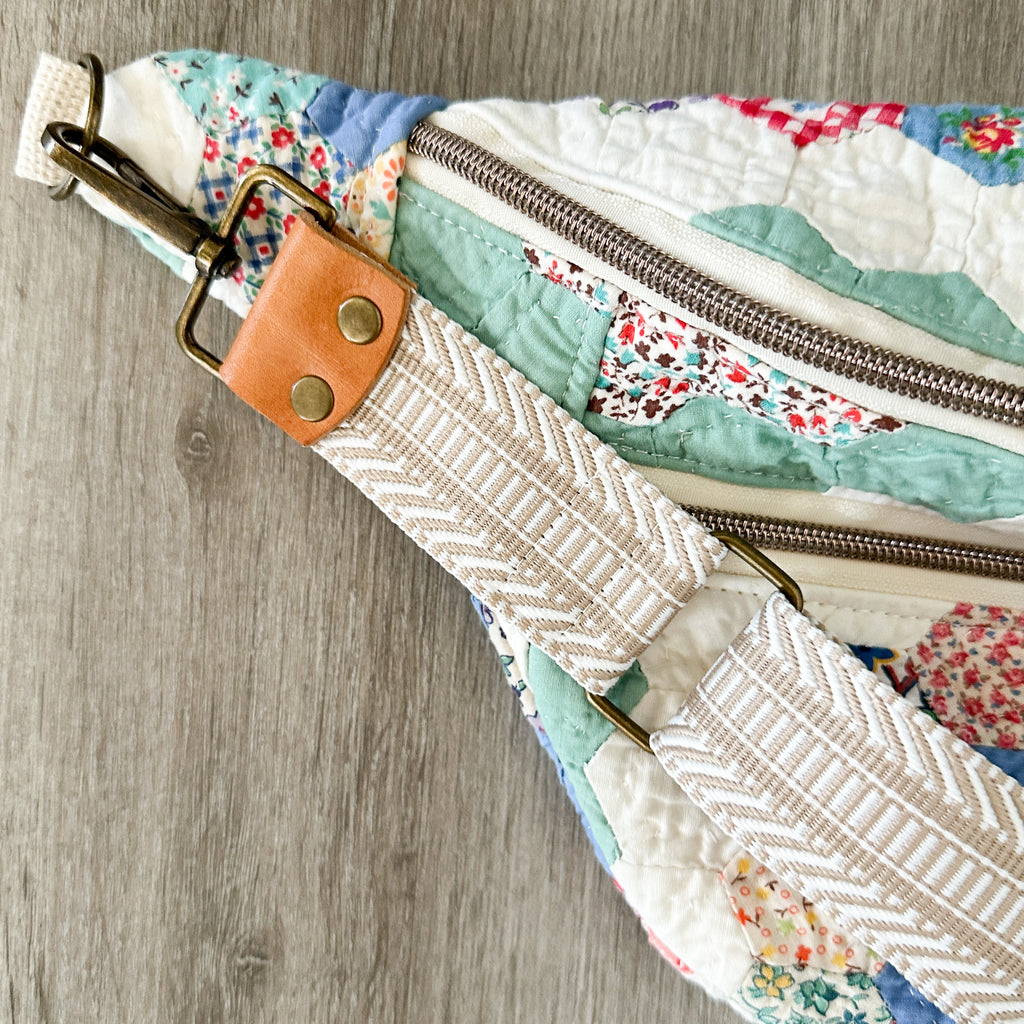 Large Fanny Pack Bag Vintage Grandmother's Garden Quilt