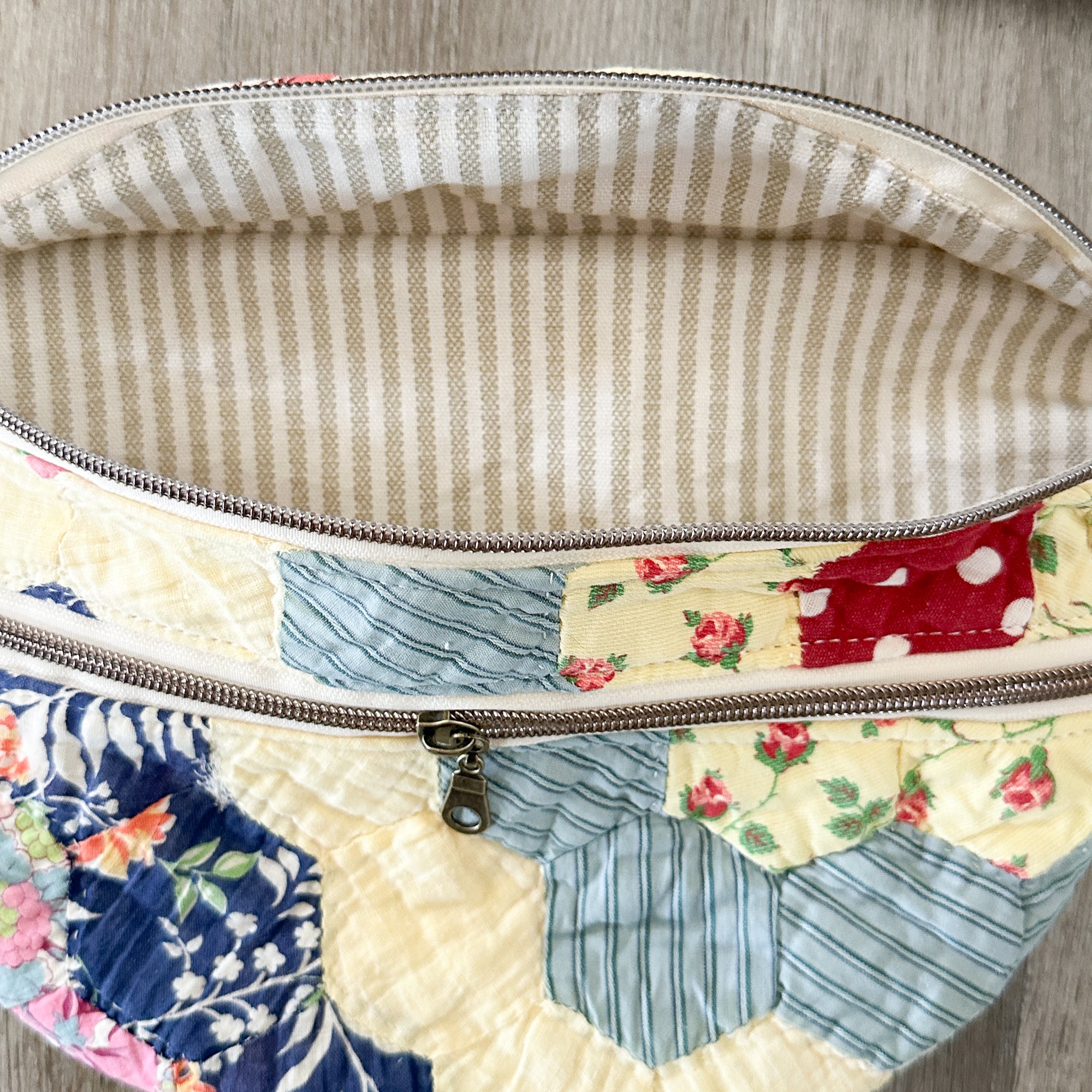Large Fanny Pack Bag Vintage Grandmother's Garden Quilt