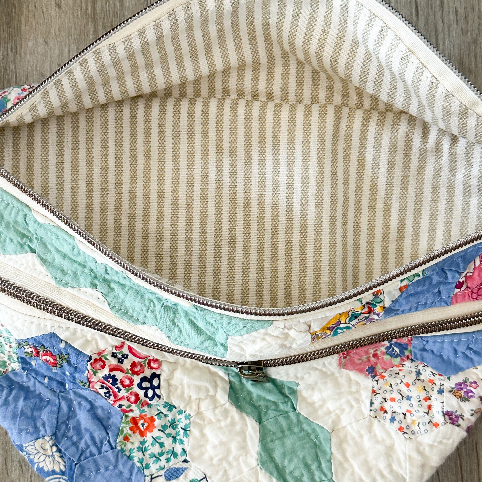 Large Fanny Pack Bag Vintage Grandmother's Garden Quilt