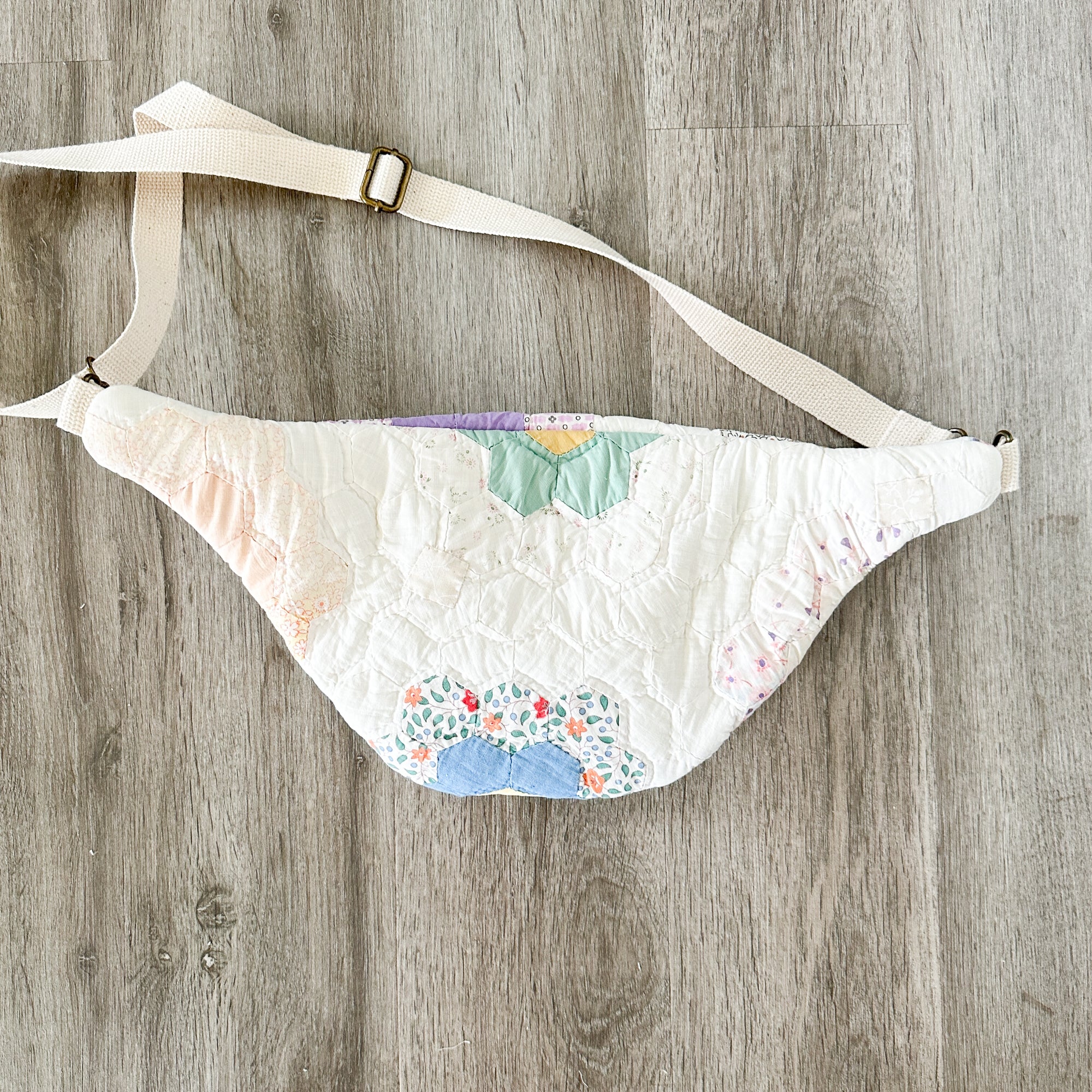 Large Fanny Pack Bag Vintage Grandmother's Garden Quilt