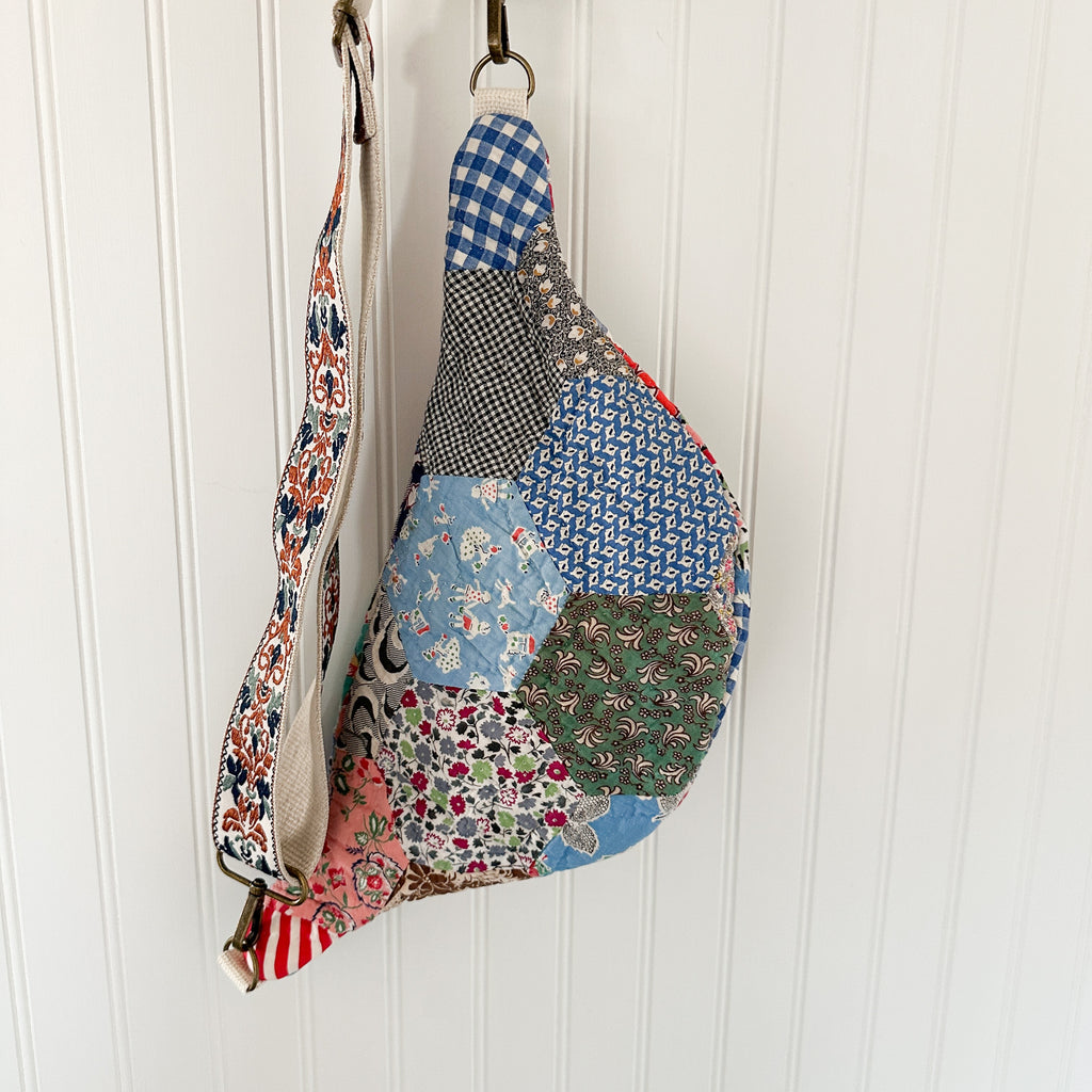Large Fanny Pack Bag Vintage Grandmother's Garden Quilt