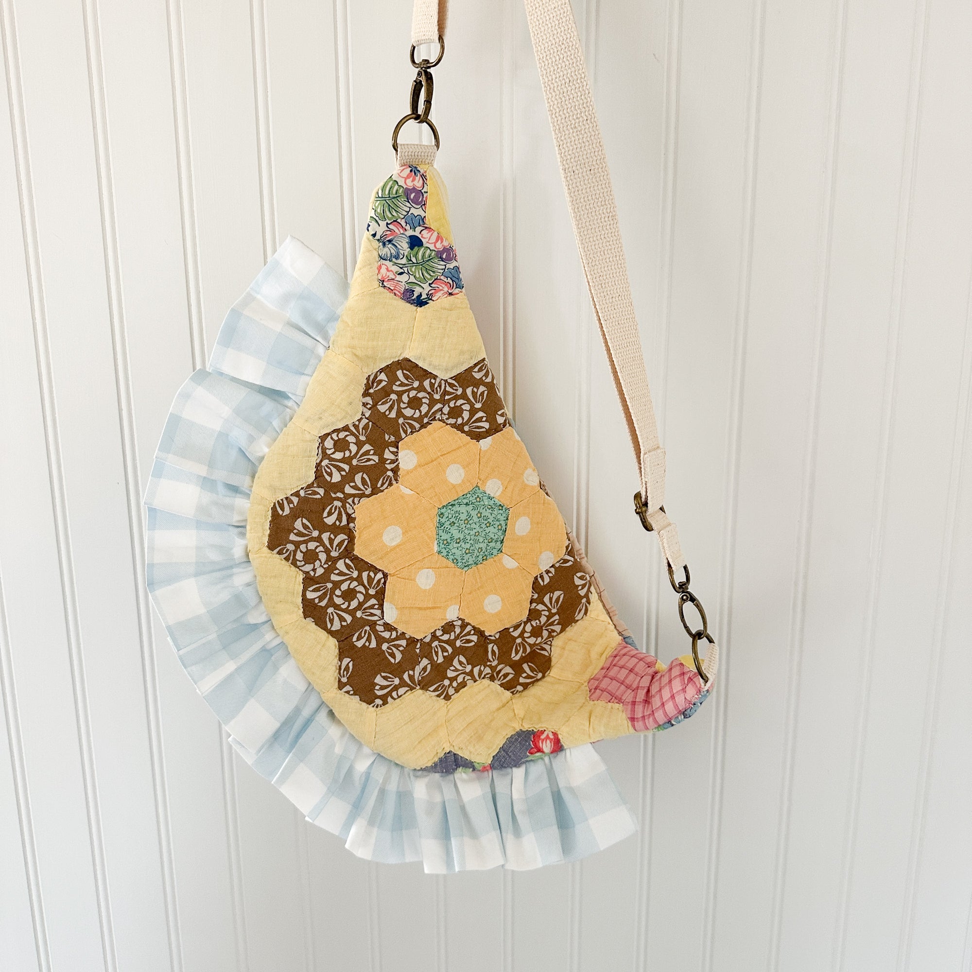 Large Fanny Pack Bag Vintage Grandmother's Garden Quilt