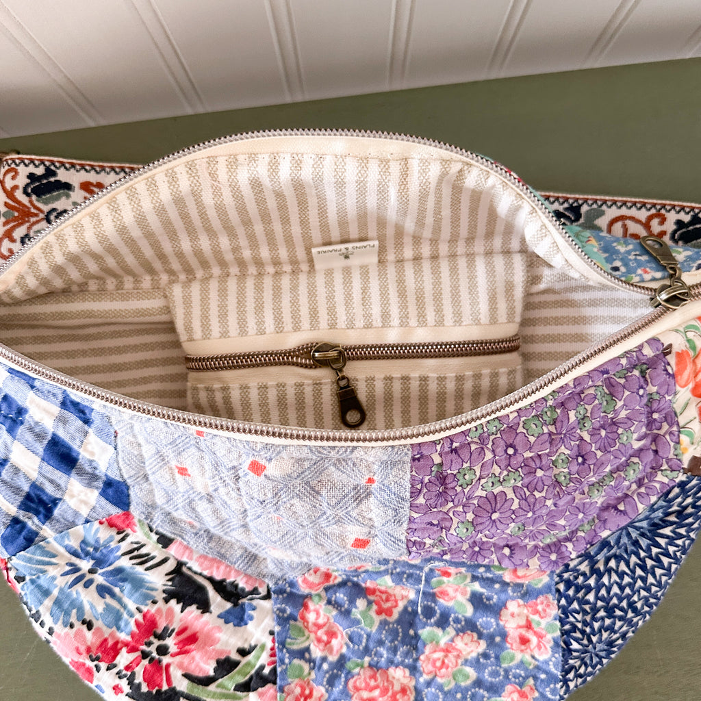 Large Fanny Pack Bag Vintage Grandmother's Garden Quilt