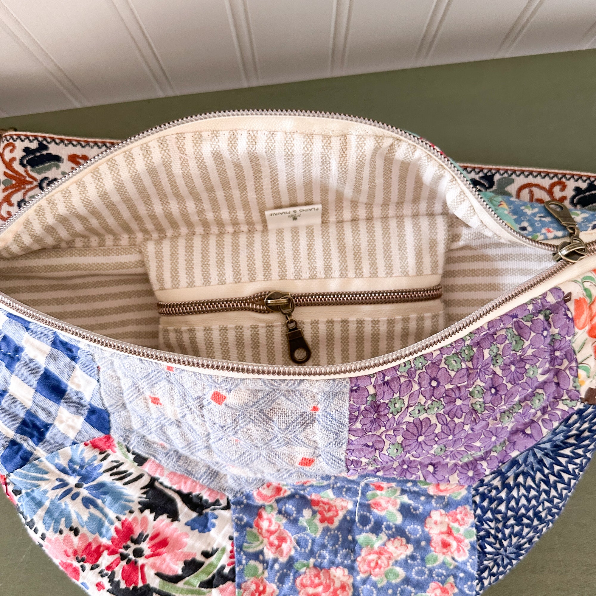 Large Fanny Pack Bag Vintage Grandmother's Garden Quilt
