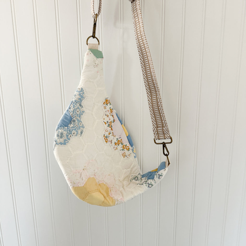 Large Fanny Pack Bag Vintage Grandmother's Garden Quilt