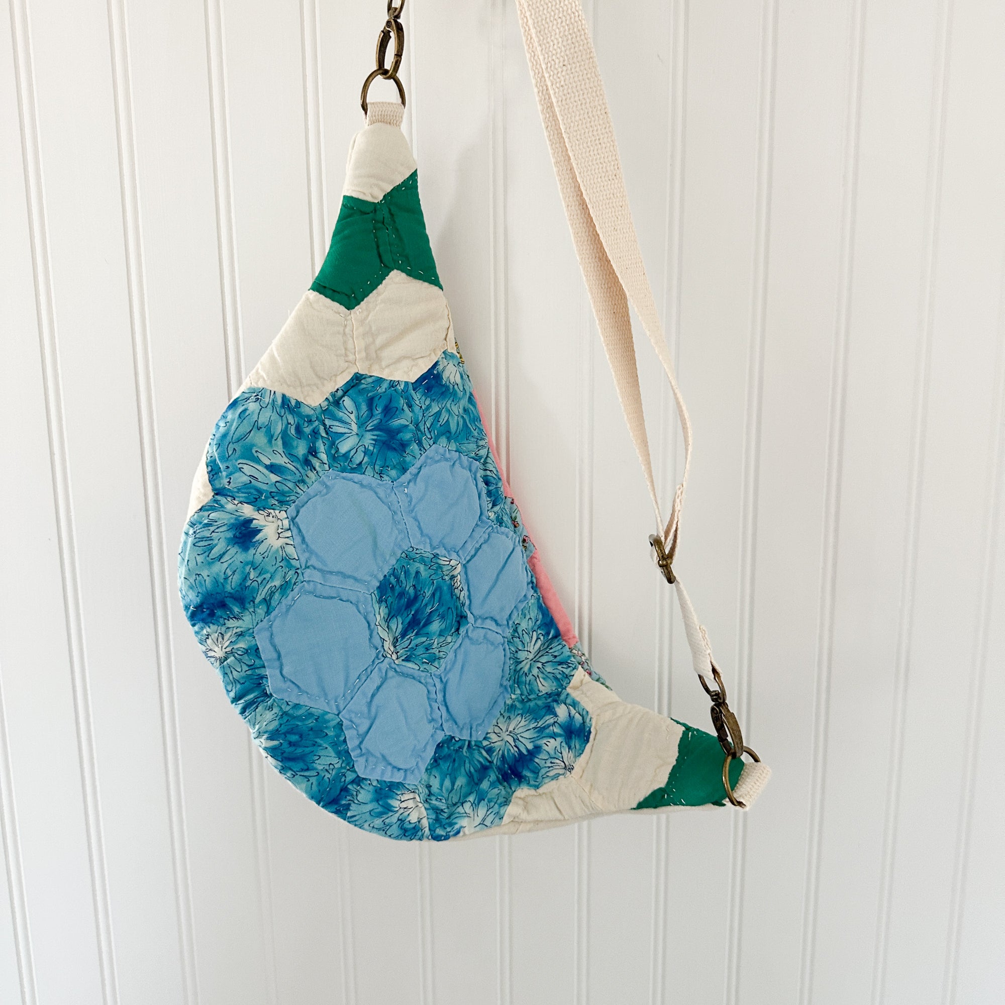 Large Fanny Pack Bag Vintage Grandmother's Garden Quilt