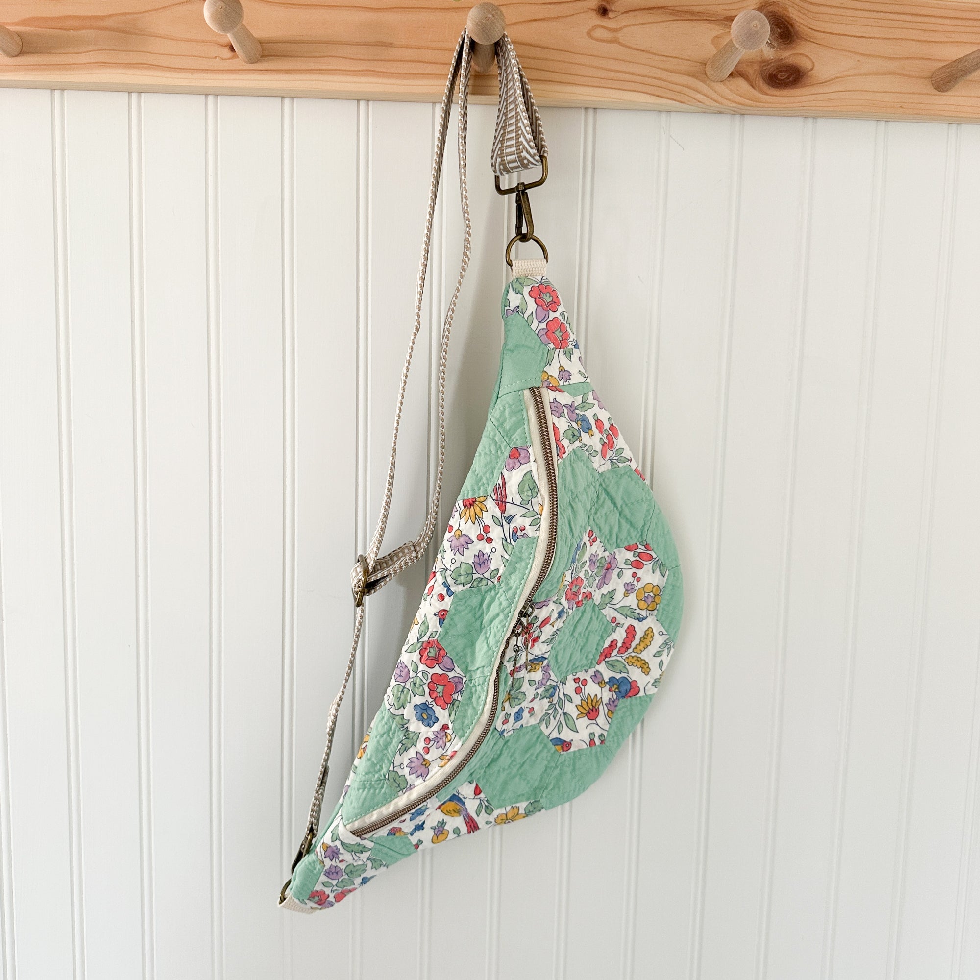 Large Fanny Pack Bag Vintage Grandmother's Garden Quilt