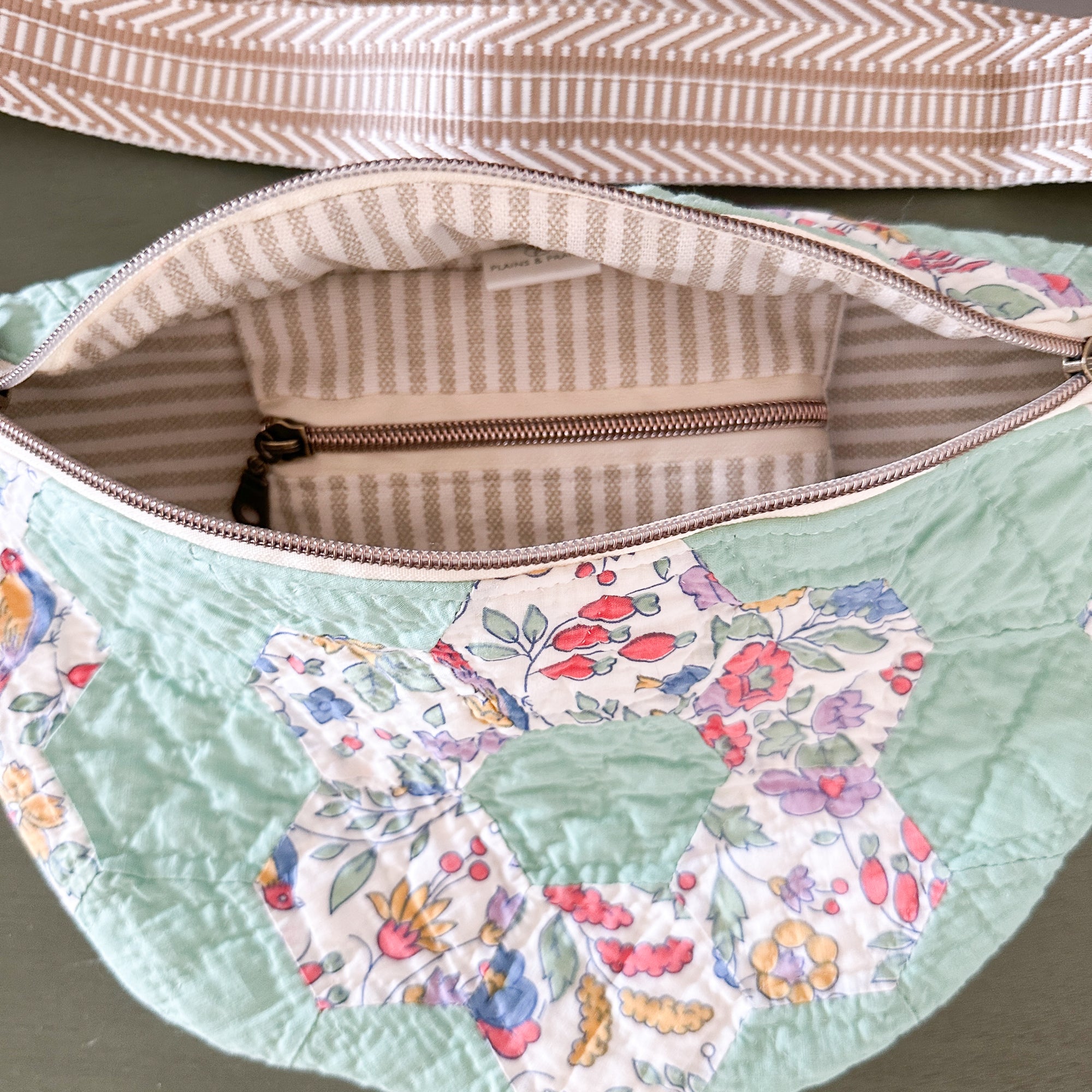 Large Fanny Pack Bag Vintage Grandmother's Garden Quilt