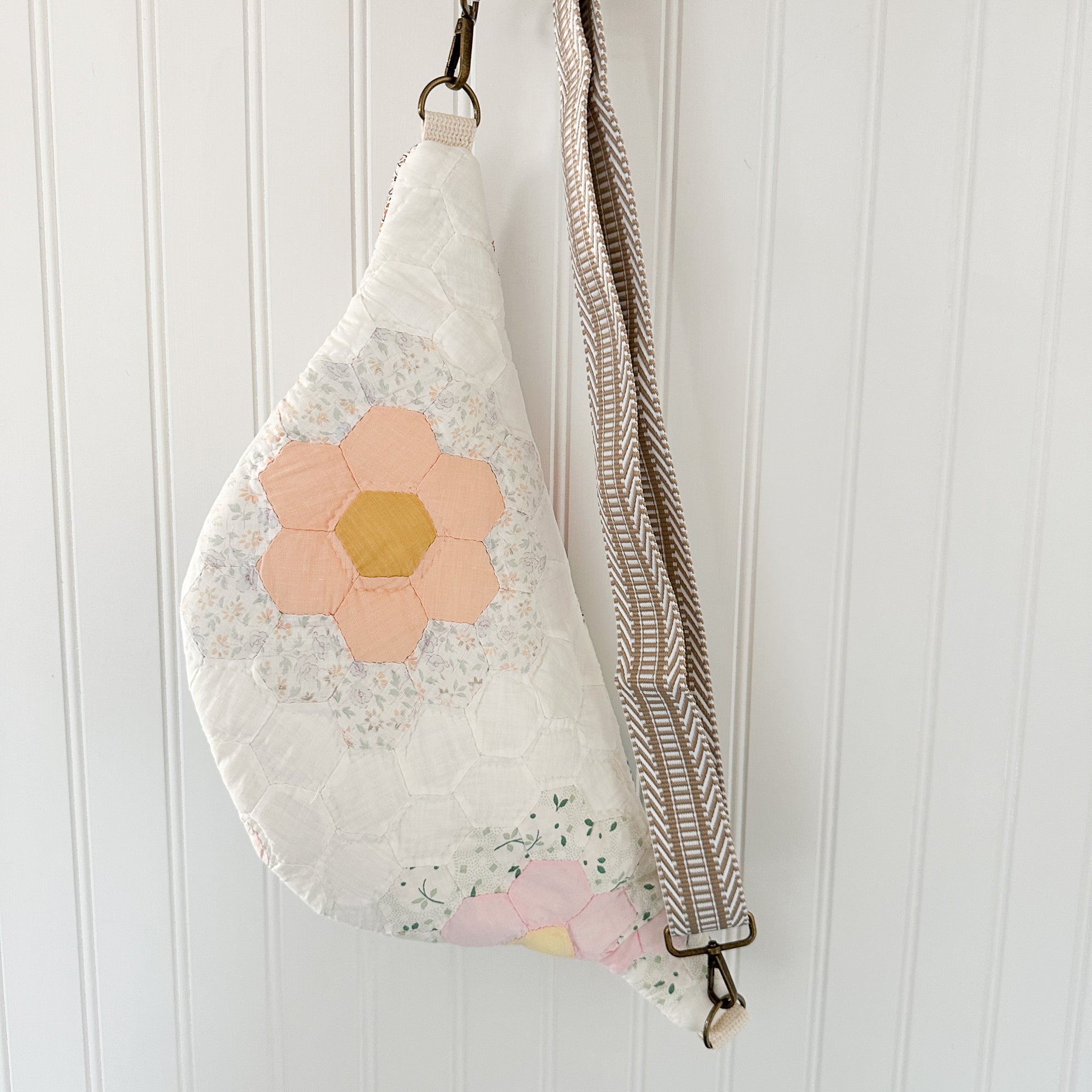 Large Fanny Pack Bag Vintage Grandmother's Garden Quilt