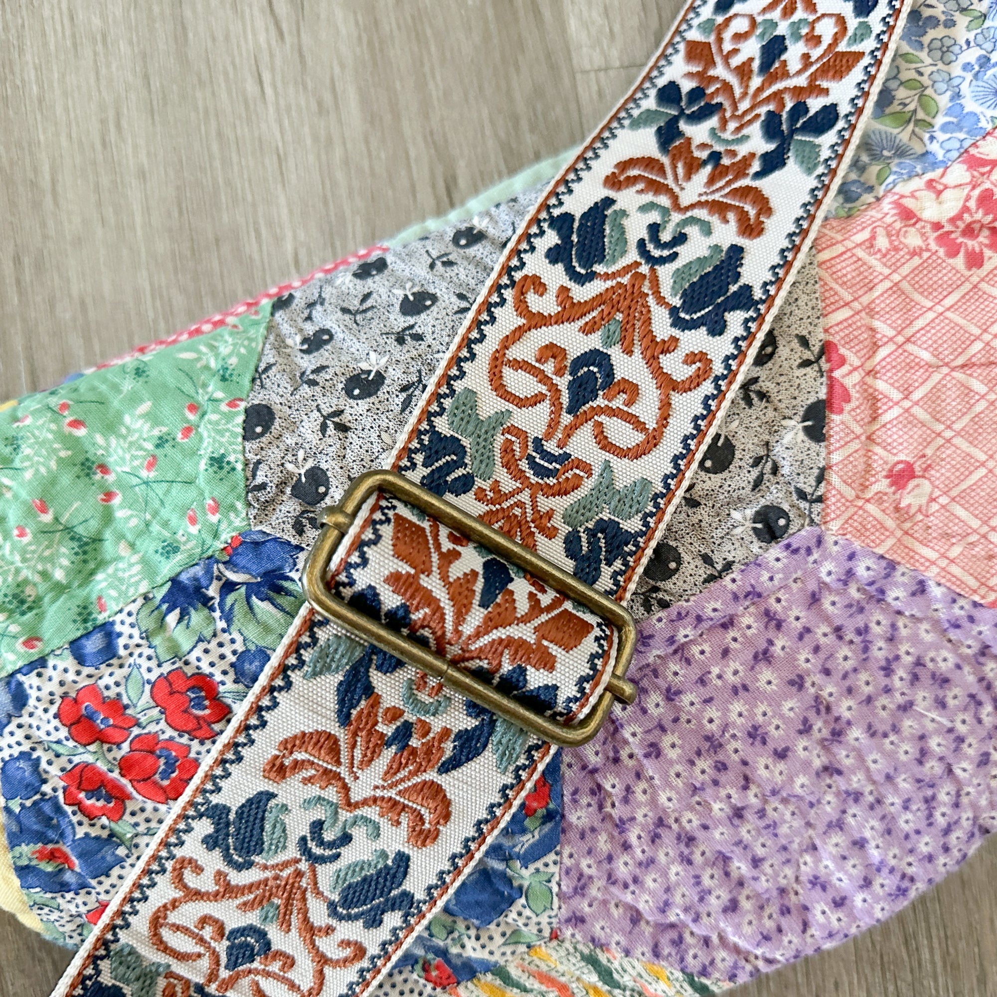 Large Fanny Pack Bag Vintage Grandmother's Garden Quilt