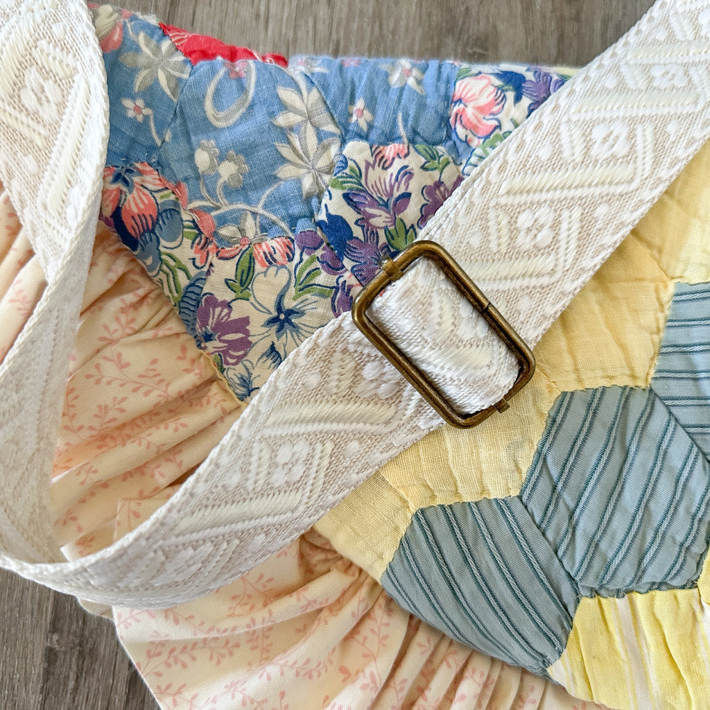 Large Fanny Pack Bag Vintage Grandmother's Garden Quilt