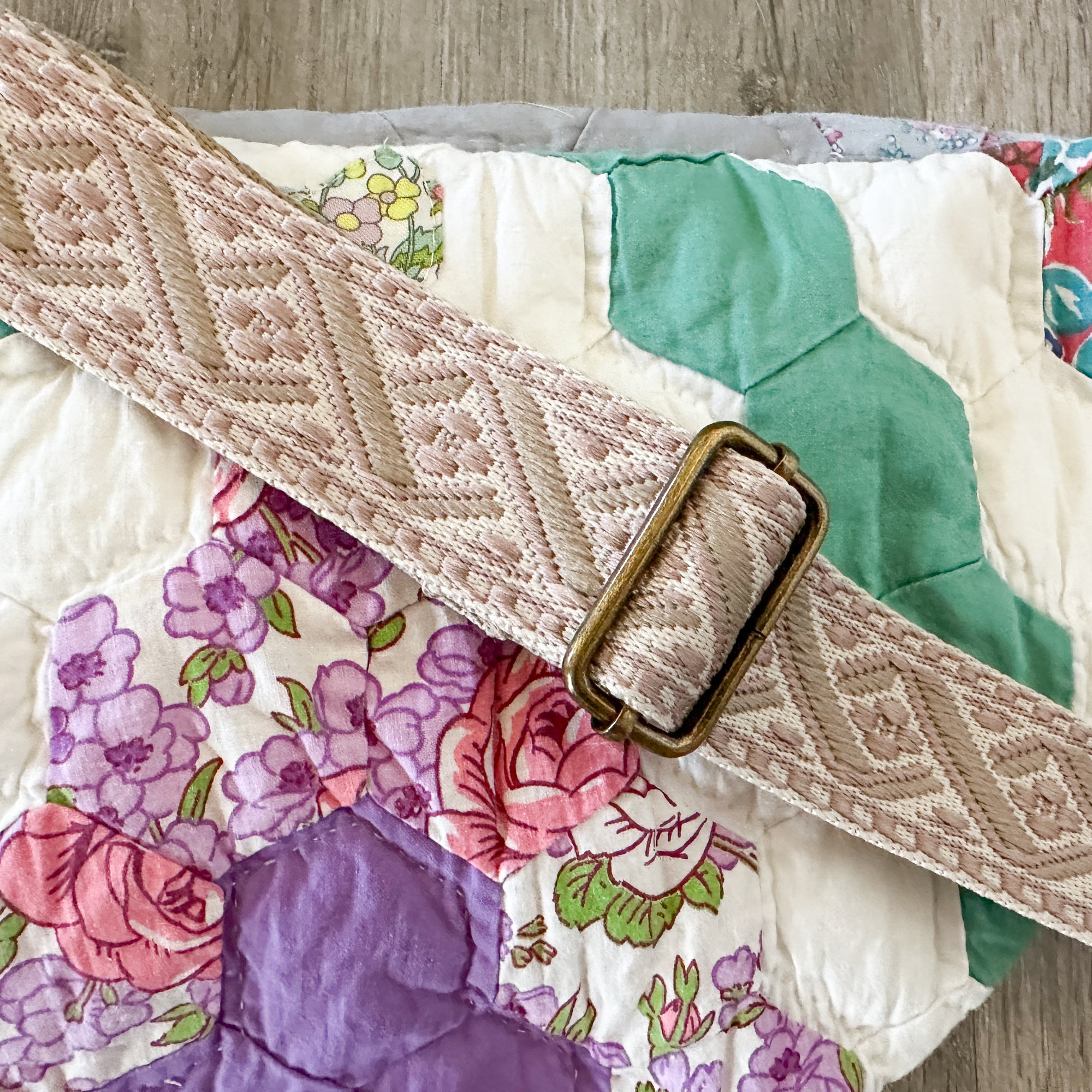 Large Fanny Pack Bag Vintage Grandmother's Garden Quilt