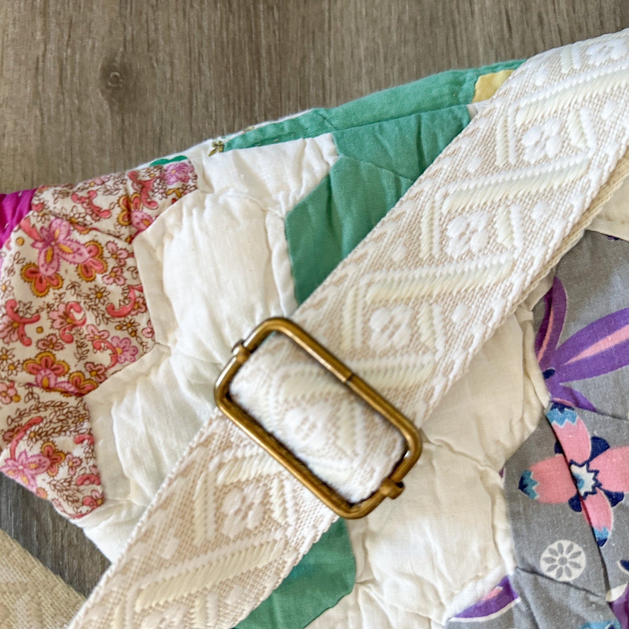 Large Fanny Pack Bag Vintage Grandmother's Garden Quilt