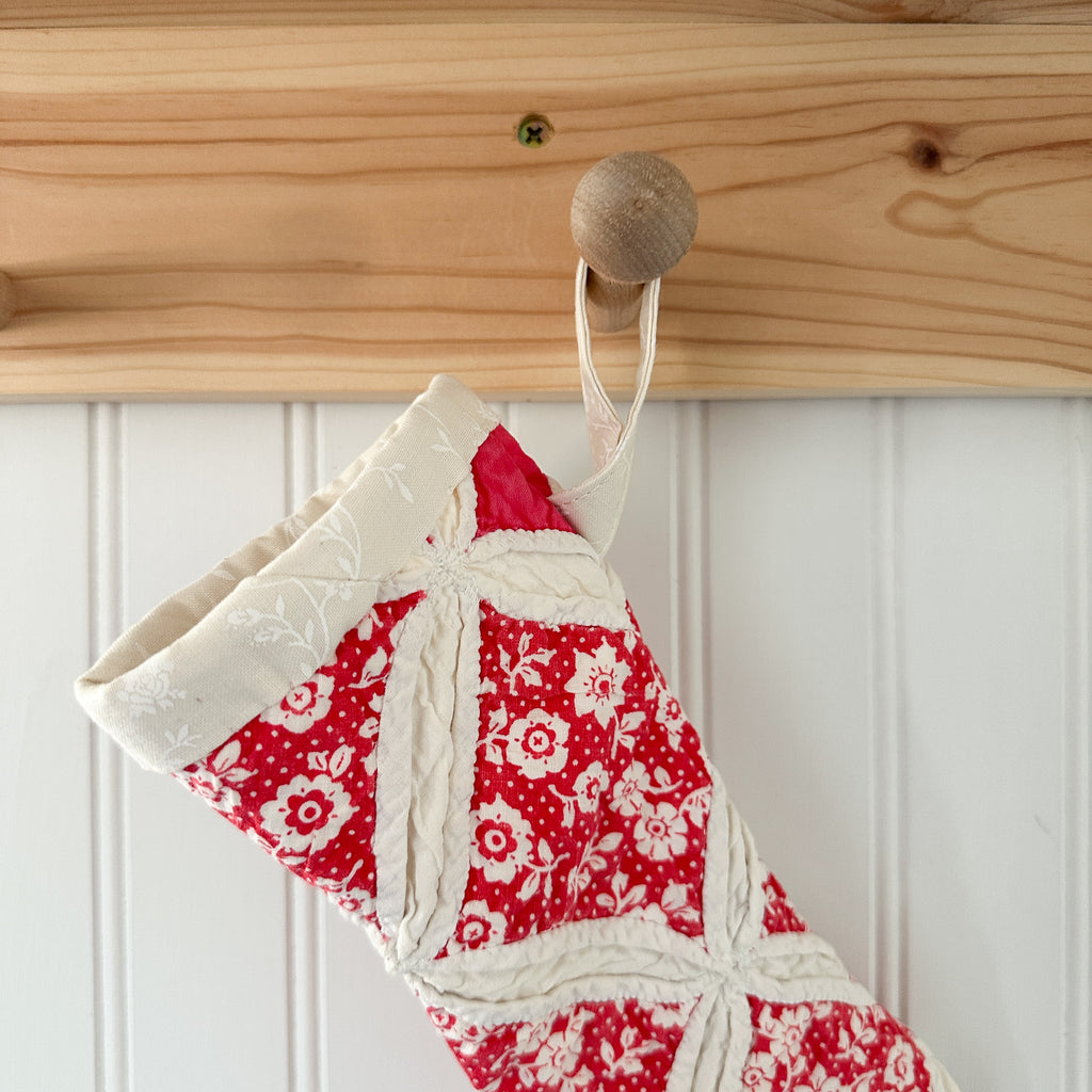 Baby Size Vintage Cathedral Window Christmas Stalking