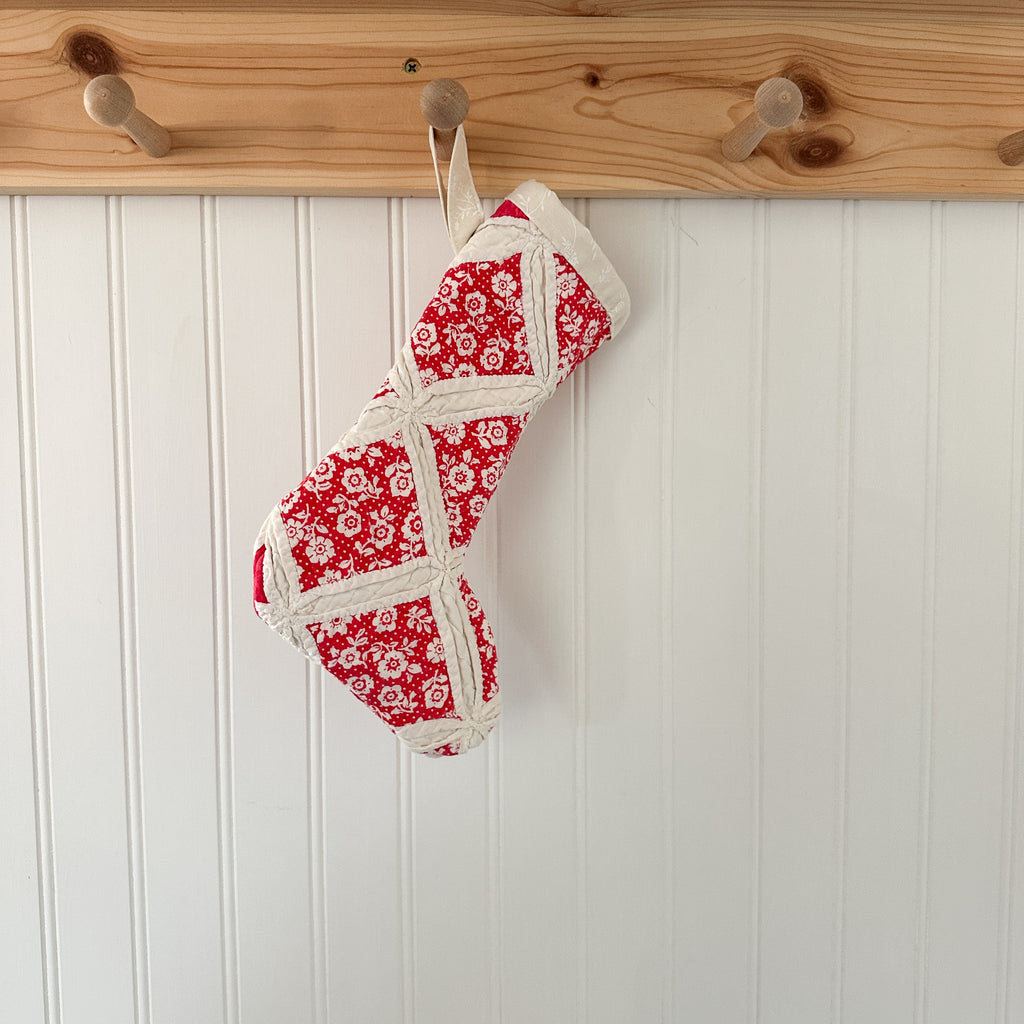 Baby Size Vintage Cathedral Window Christmas Stalking
