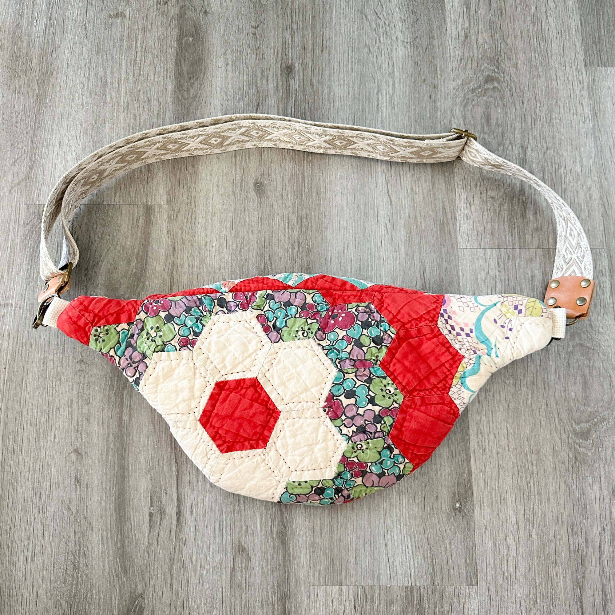 Large Fanny Pack Bag Vintage Grandmother's Garden Quilt