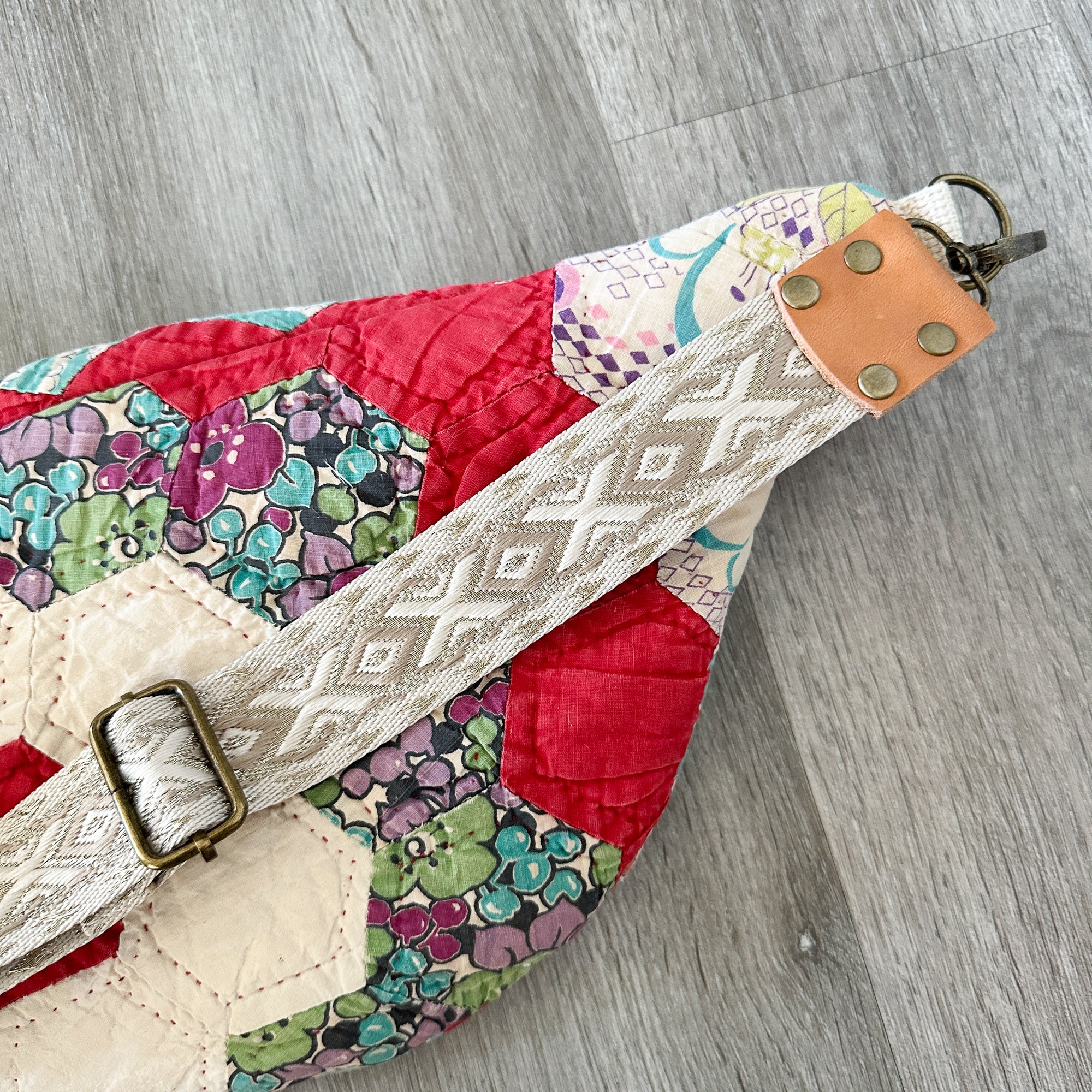 Large Fanny Pack Bag Vintage Grandmother's Garden Quilt