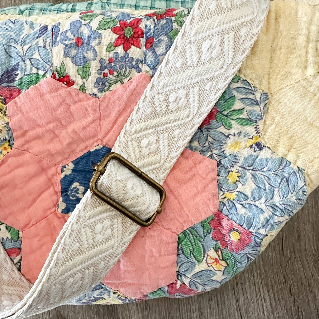 Large Fanny Pack Bag Vintage Grandmother's Garden Quilt
