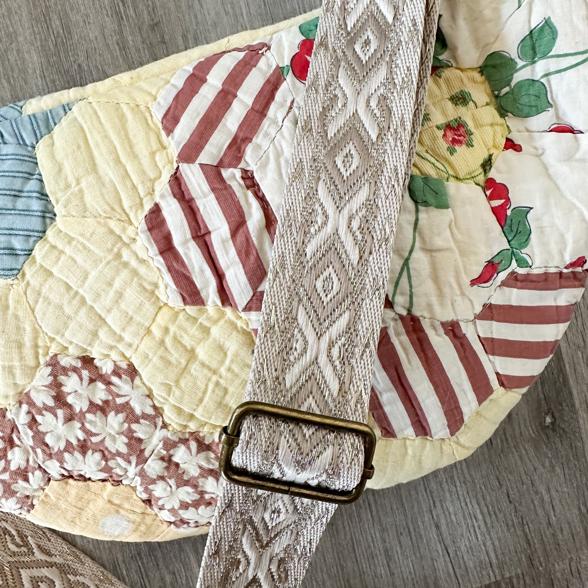 Large Fanny Pack Bag Vintage Grandmother's Garden Quilt