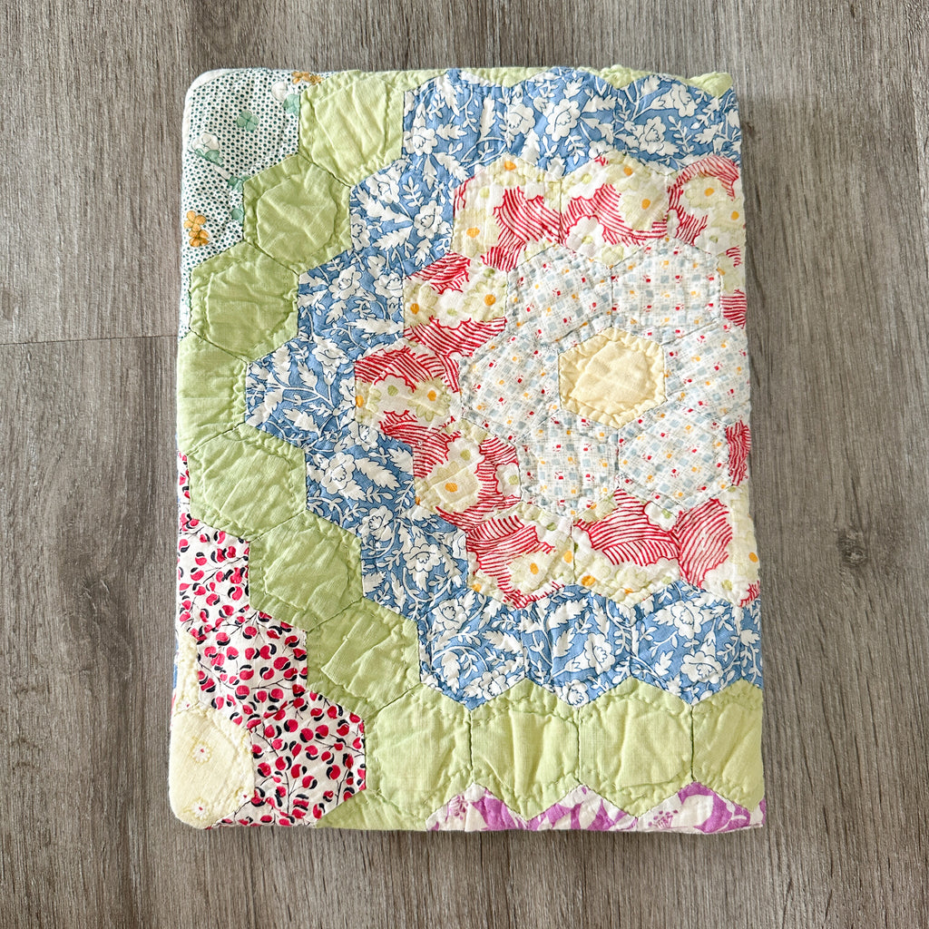 Large Vintage Grandmother's Garden Quilt Bible Cover