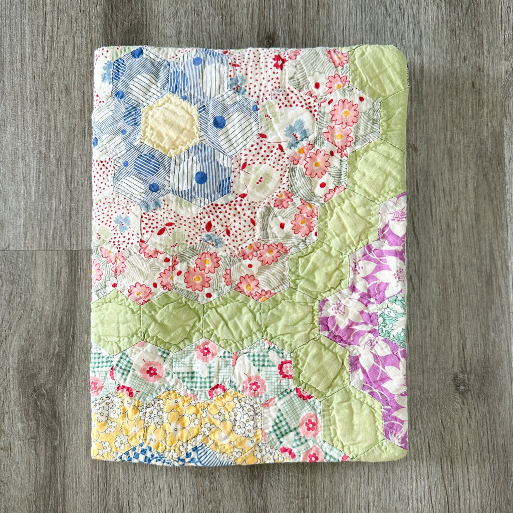 Large Vintage Grandmother's Garden Quilt Bible Cover