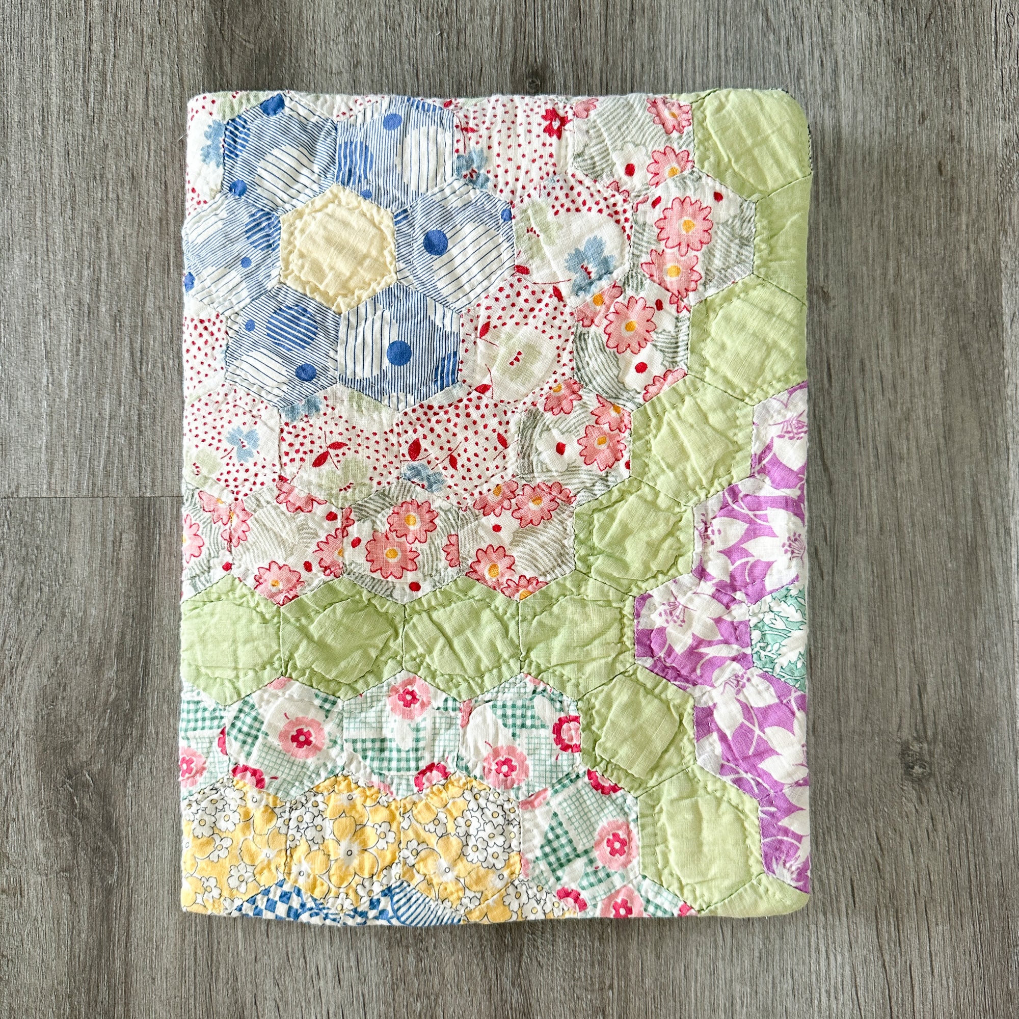 Large Vintage Grandmother's Garden Quilt Bible Cover