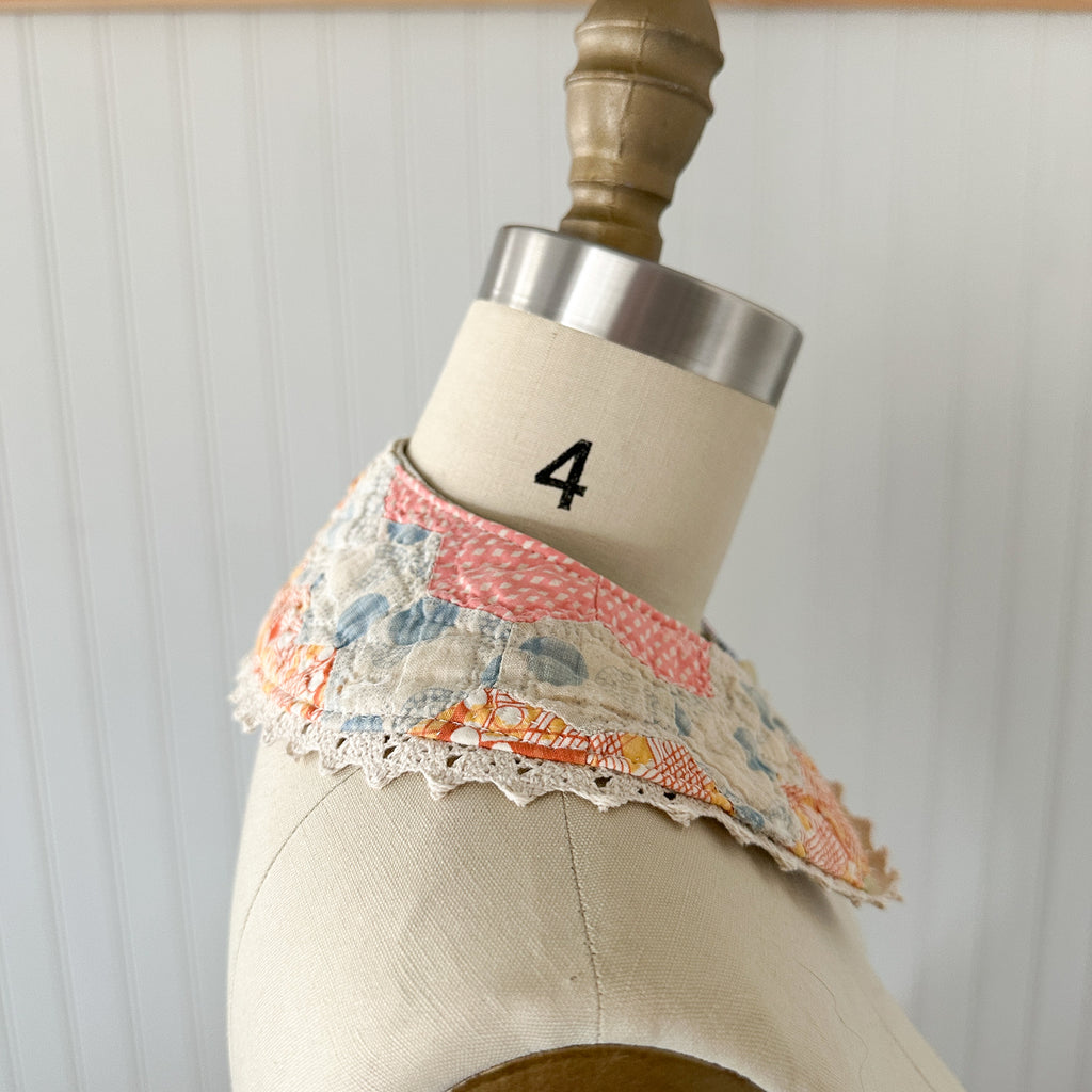 Small Vintage Grandmother's Garden Quilt Detachable Peter Pan Collar