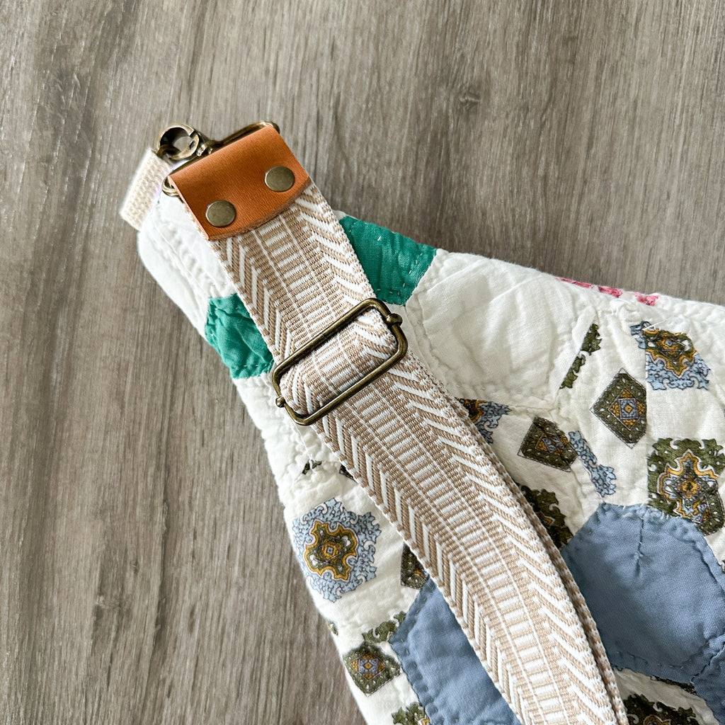 Large Fanny Pack Bag Vintage Grandmother's Garden Quilt