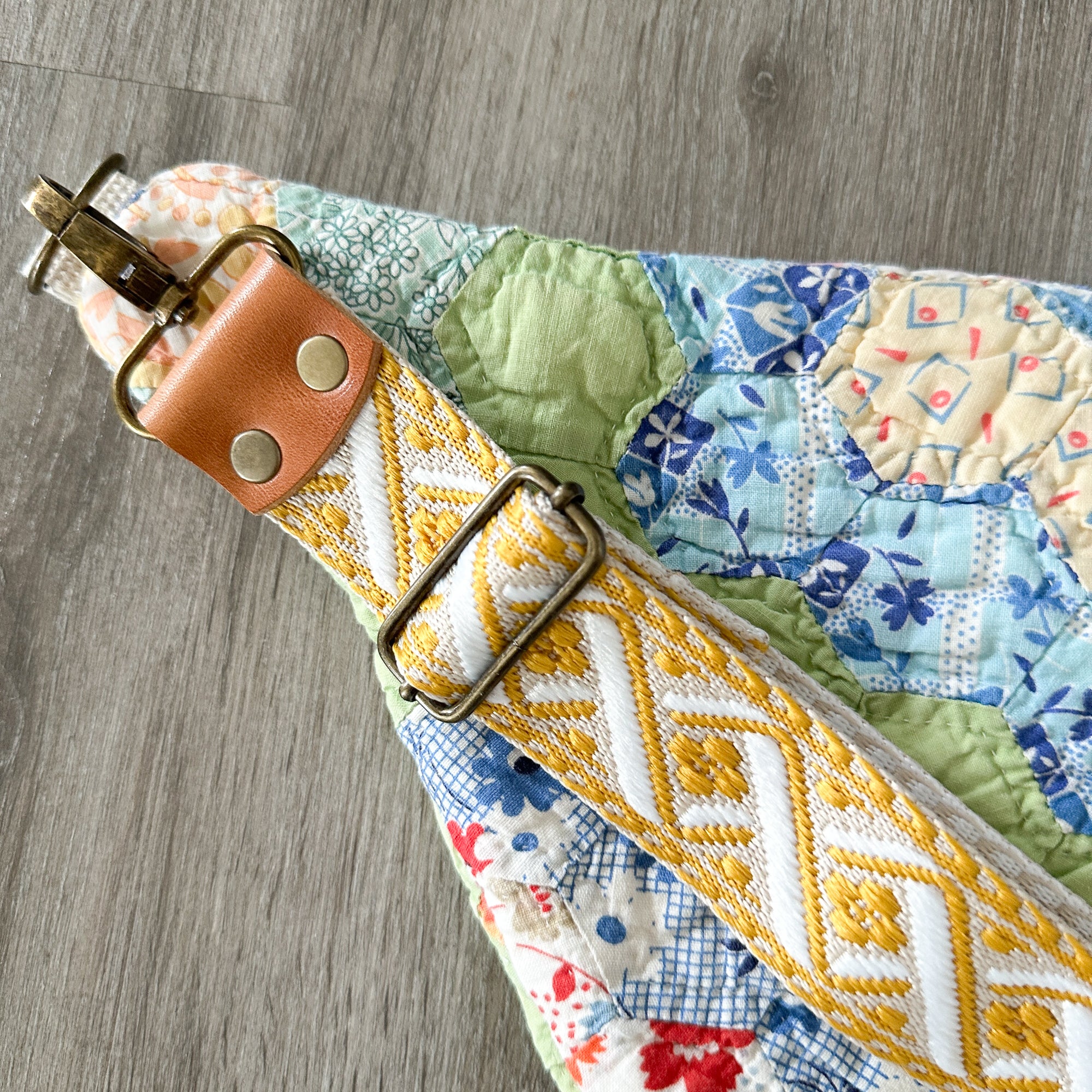 Large Fanny Pack Bag Vintage Grandmother's Garden Quilt