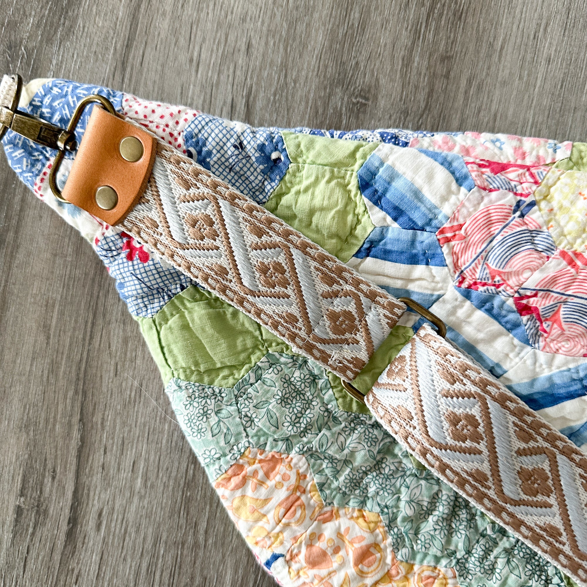 Large Fanny Pack Bag Vintage Grandmother's Garden Quilt