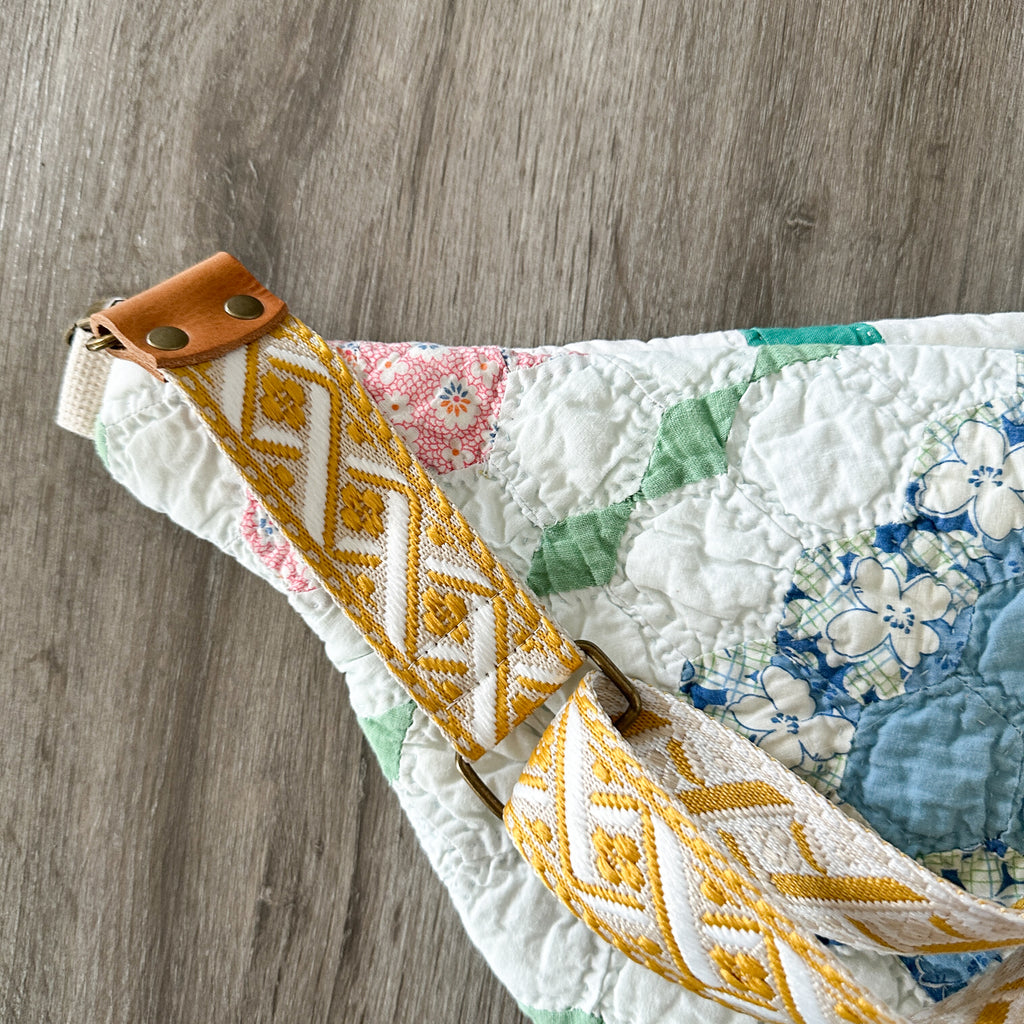 Large Fanny Pack Bag Vintage Grandmother's Garden Quilt