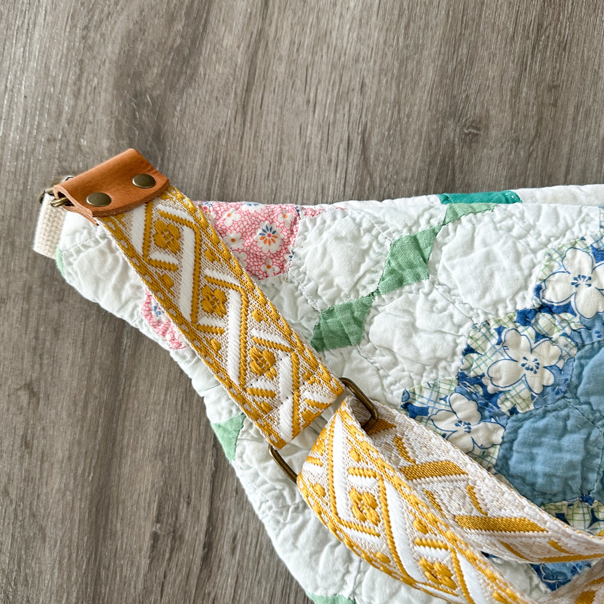 Large Fanny Pack Bag Vintage Grandmother's Garden Quilt