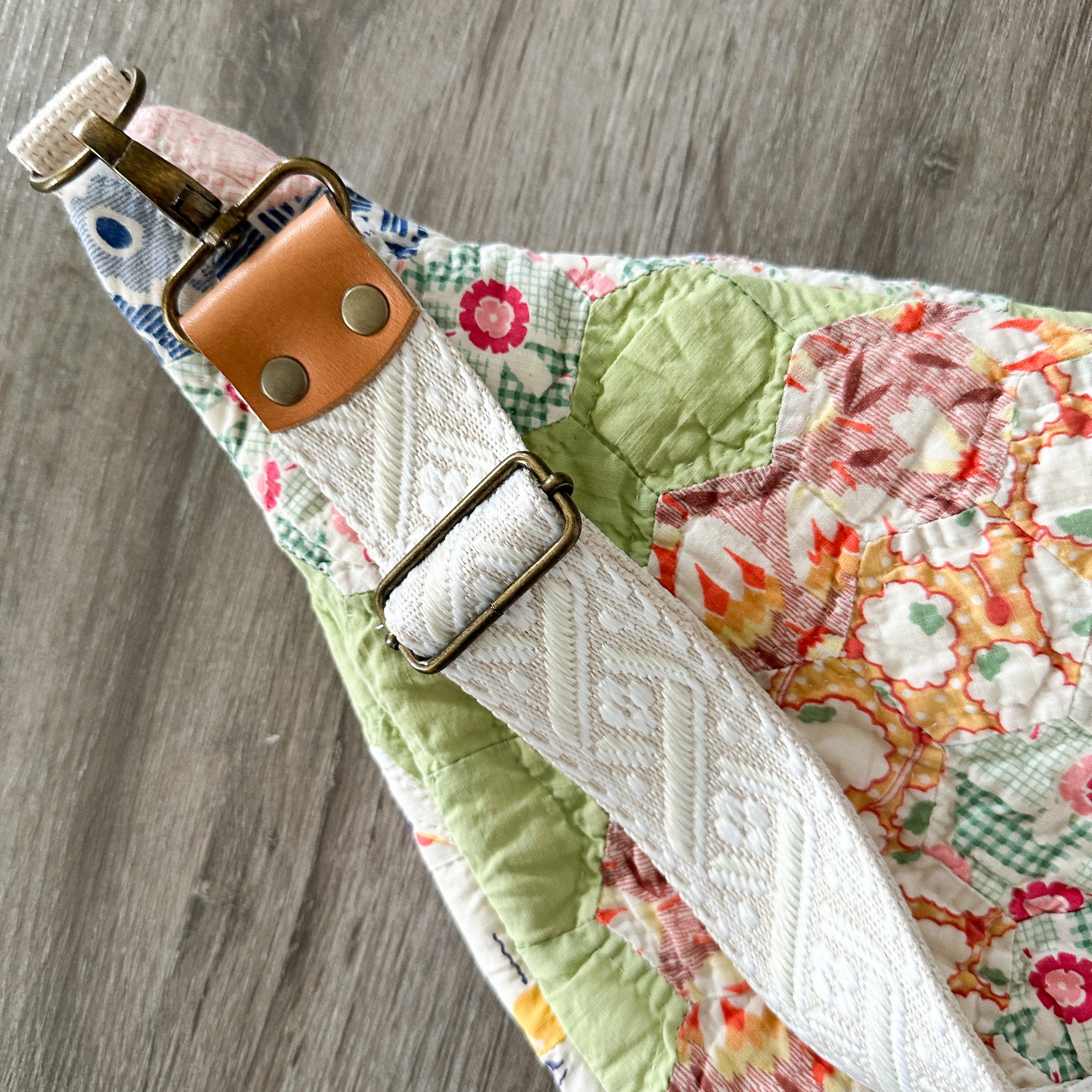 Large Fanny Pack Bag Vintage Grandmother's Garden Quilt