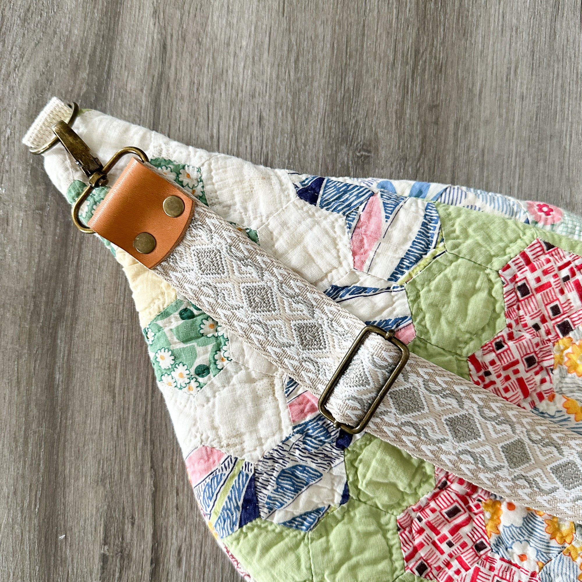 Large Fanny Pack Bag Vintage Grandmother's Garden Quilt
