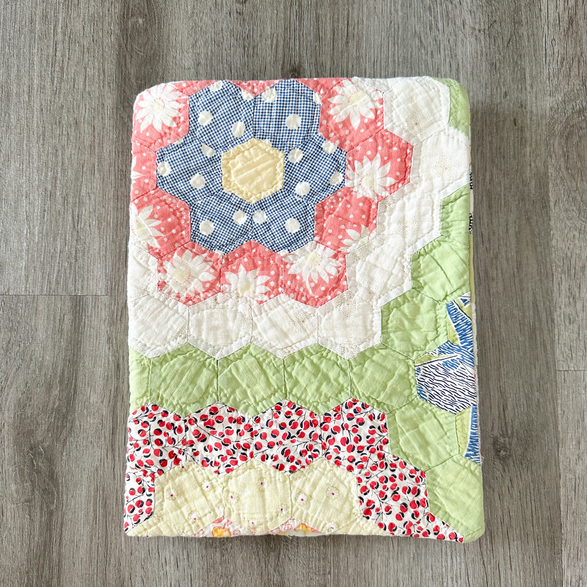 Large Vintage Grandmother's Garden Quilt Bible Cover