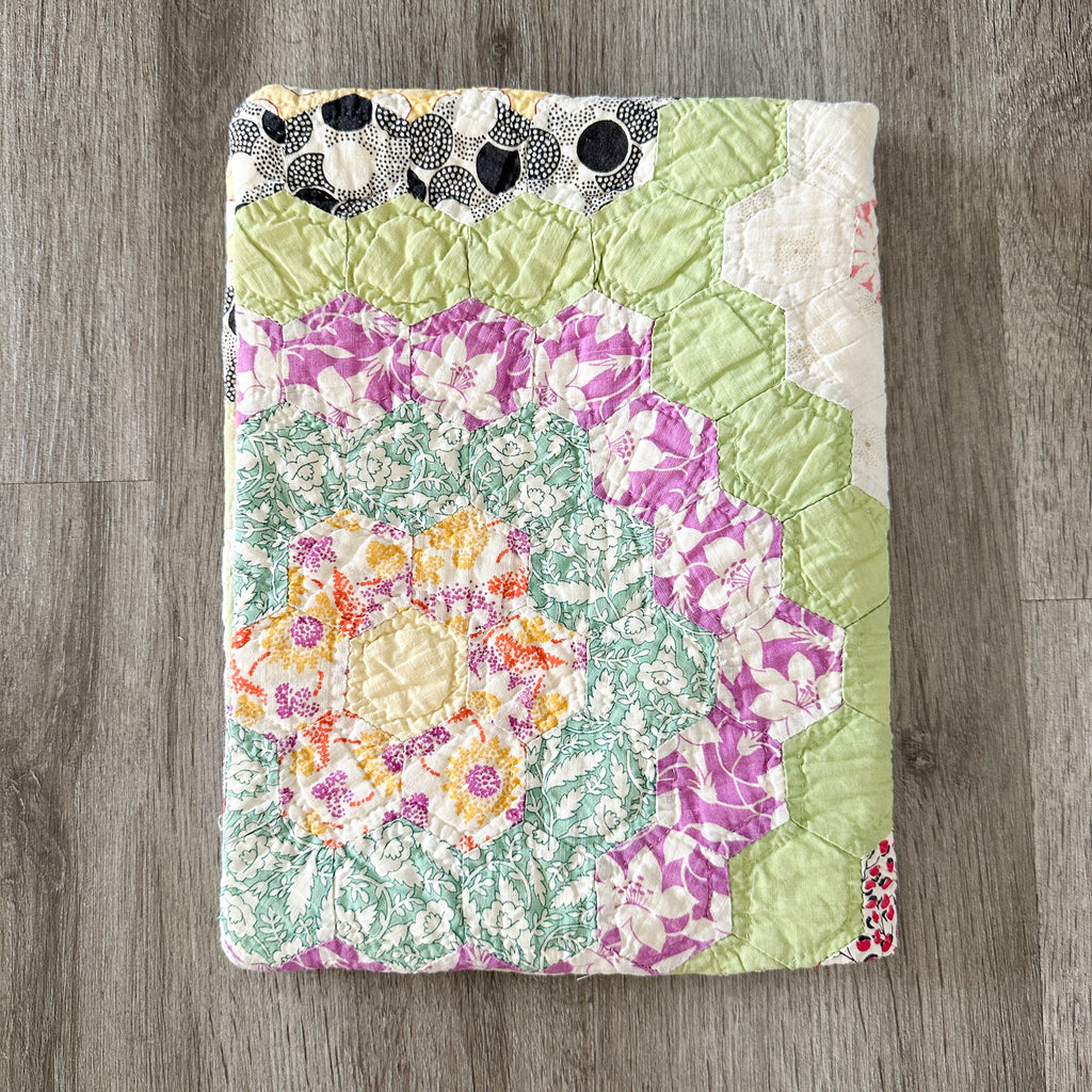 Large Vintage Grandmother's Garden Quilt Bible Cover
