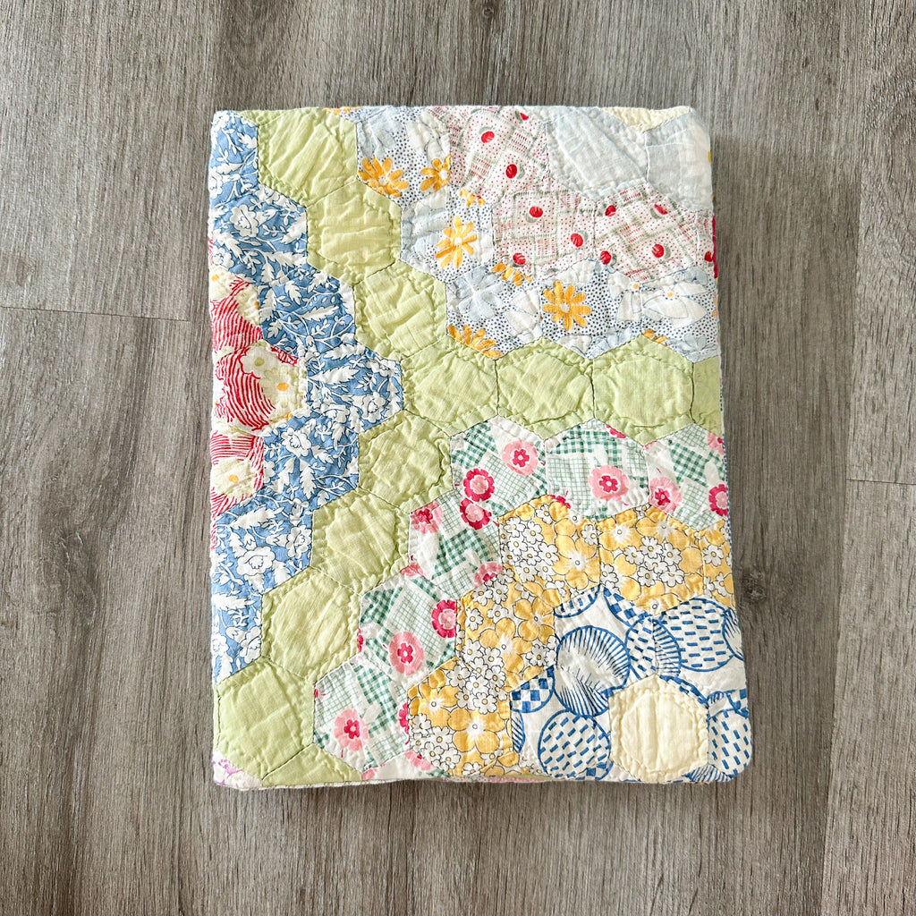 Large Vintage Grandmother's Garden Quilt Bible Cover