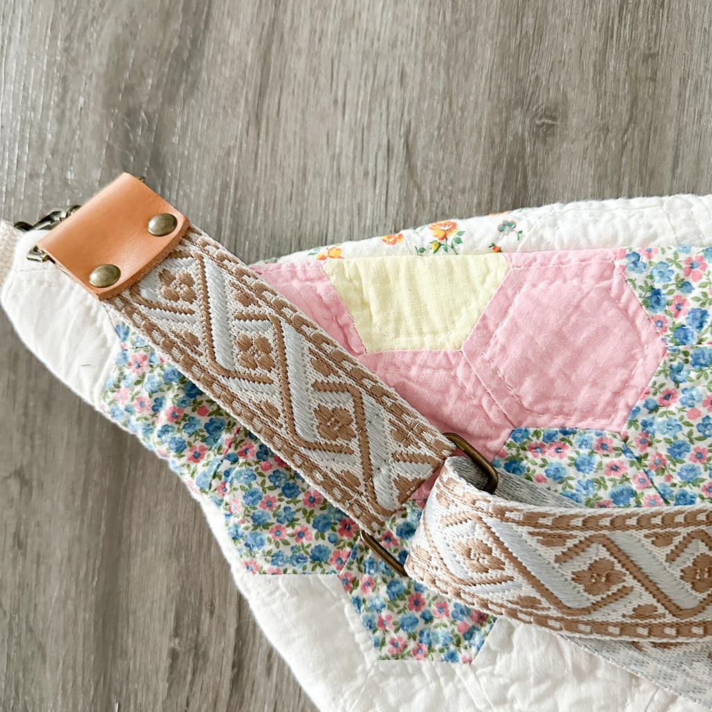 Large Fanny Pack Bag Vintage Grandmother's Garden Quilt